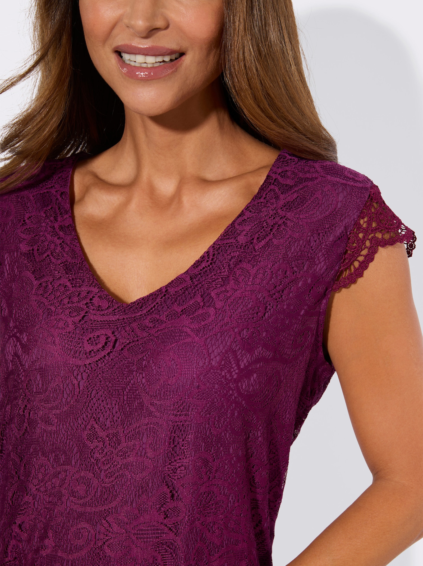 Spitzenshirt mit Viskose-Futter - malve