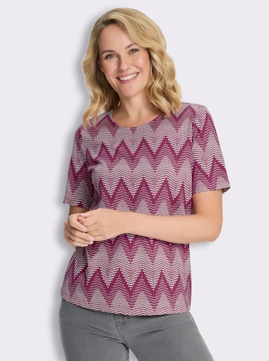 Rundhalsshirt mit Zickzack-Muster - malve-mauve-bedruckt
