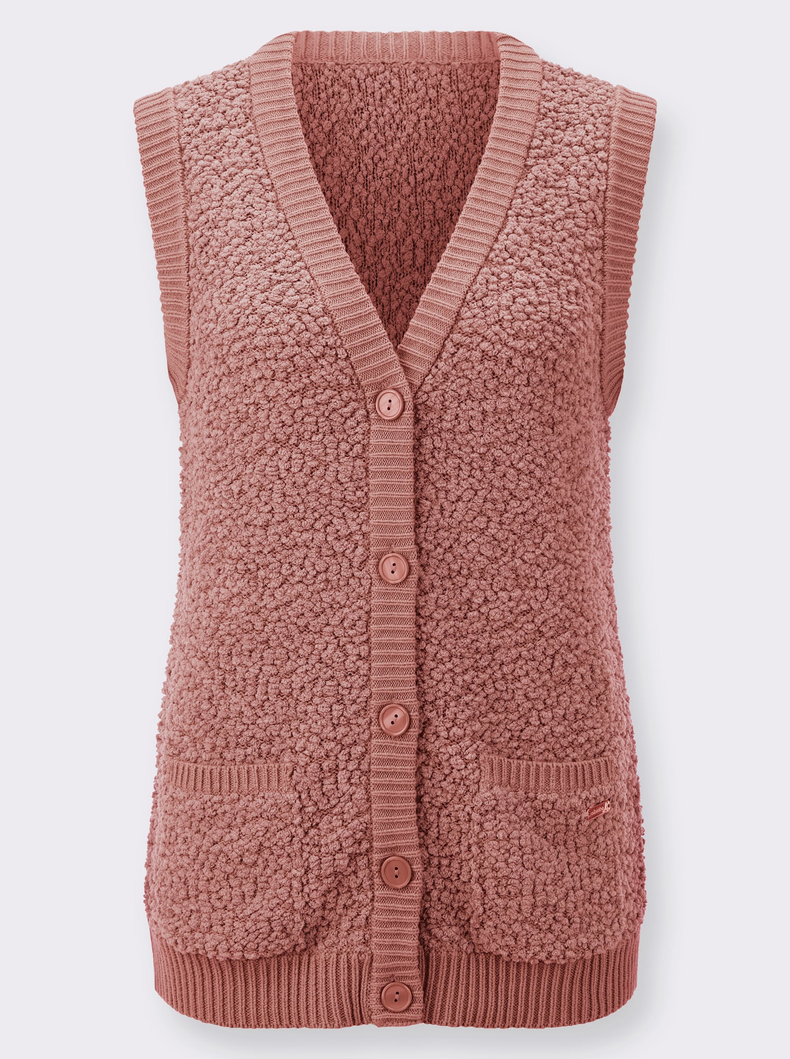 Pletená vesta z flaušovo mäkkého materiálu - ružové drevo