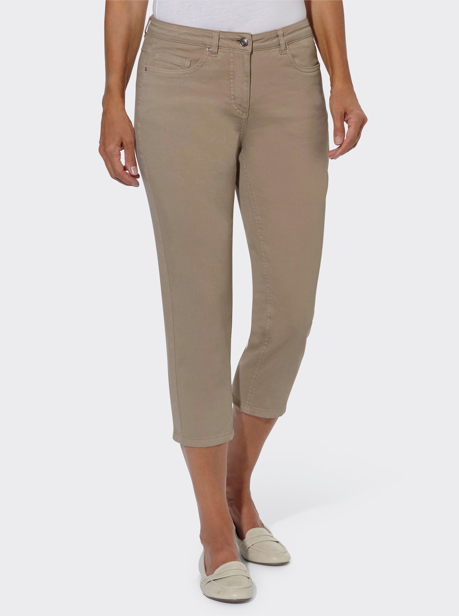 3/4-jeans met bandjesversiering - beige