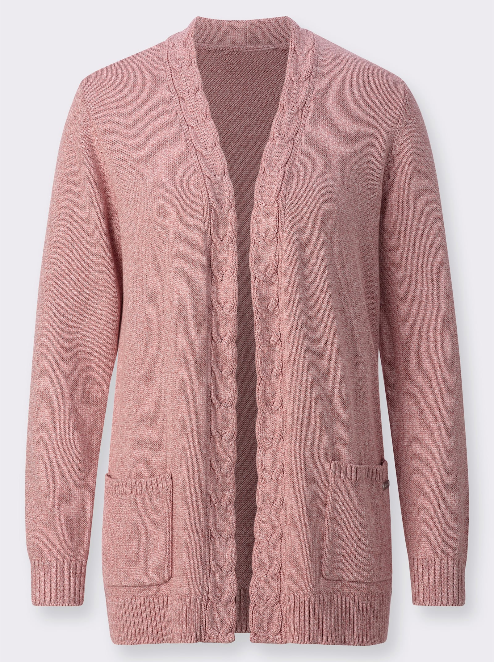 Strickjacke mit aufgesetzten Taschen - rosenholz-ecru-meliert