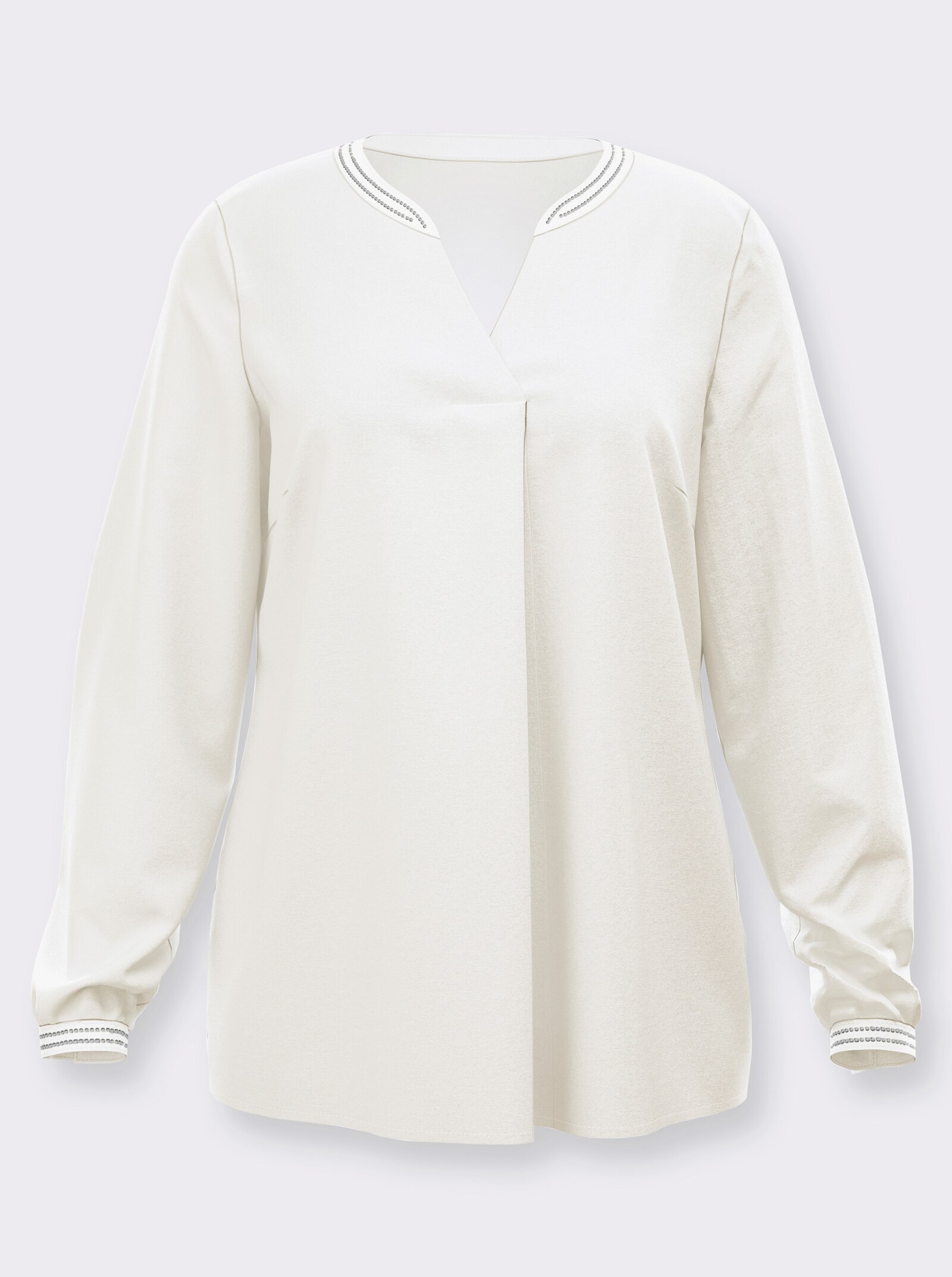 Langarm-Bluse in Satin-Qualität - ecru