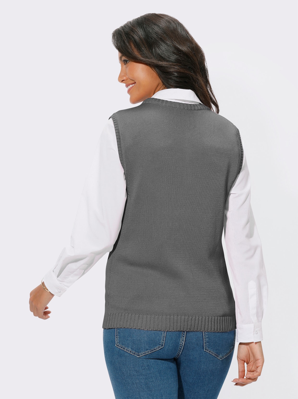 Gilet en tricot - gris chiné