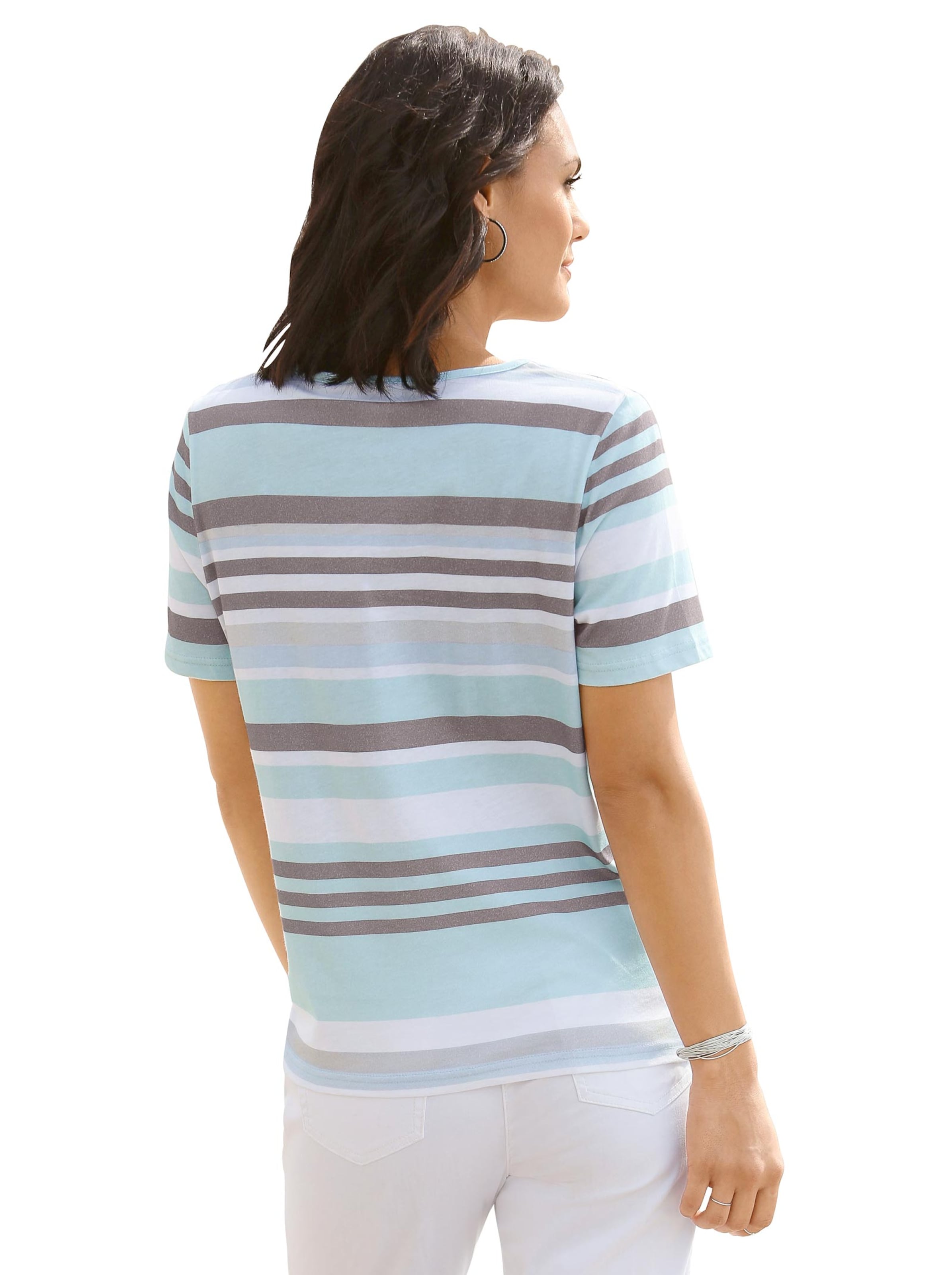 Collection L Shirt - mint-taupe-geringelt