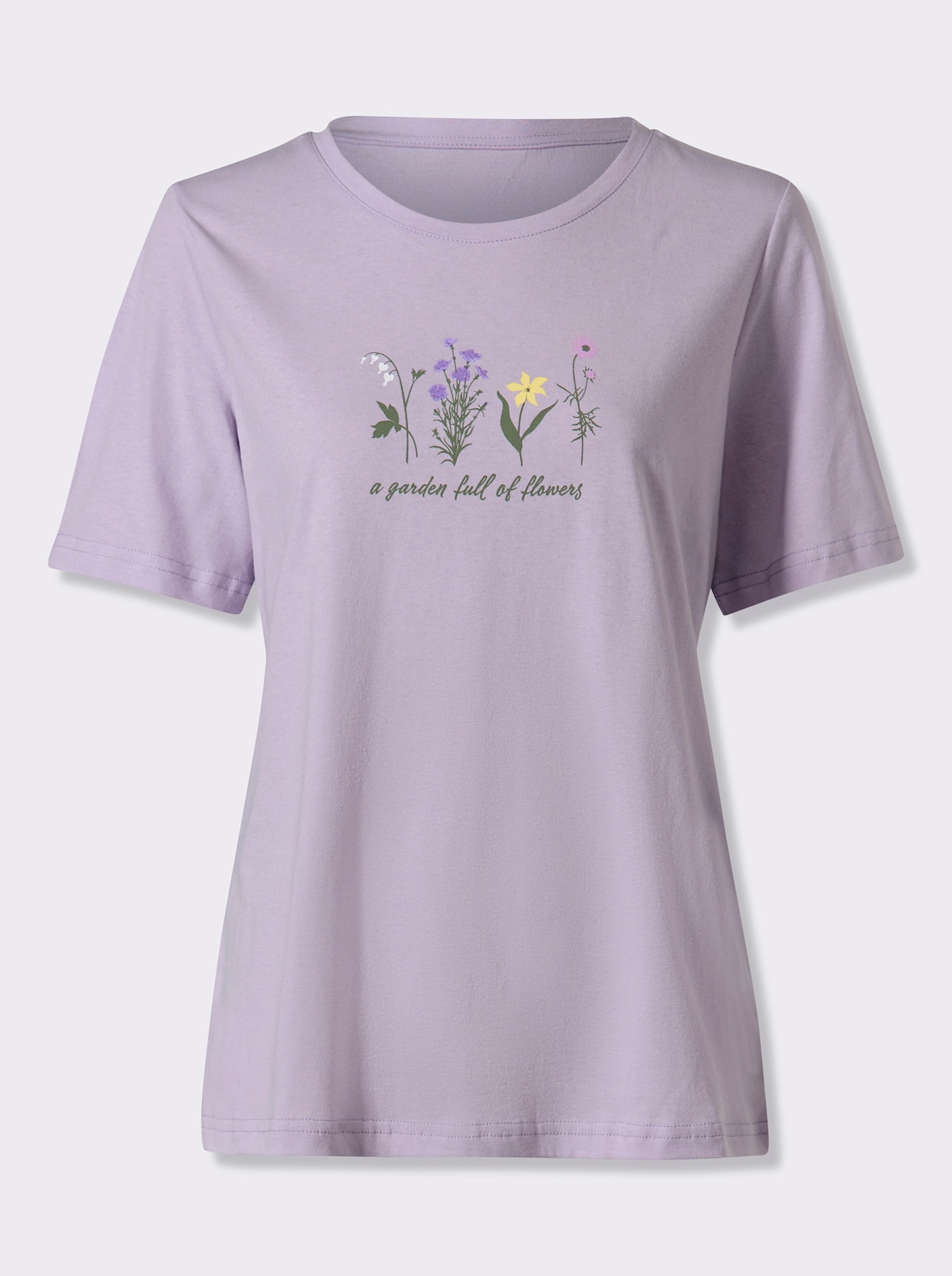 Rundhalsshirt - flieder-bedruckt
