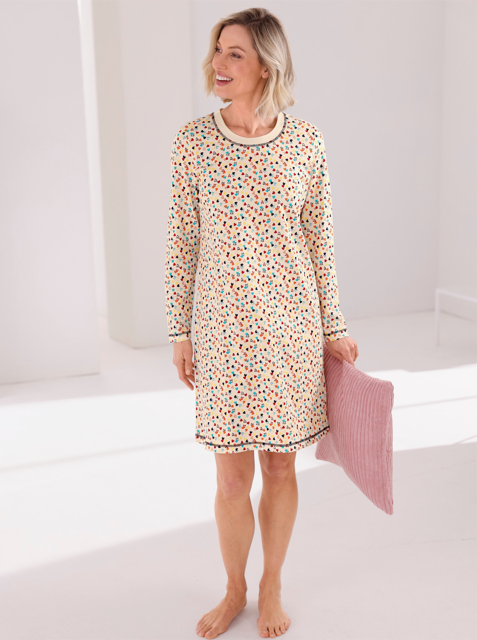 wäschepur Sleepshirts - champagner + champagner-marine-bedruckt