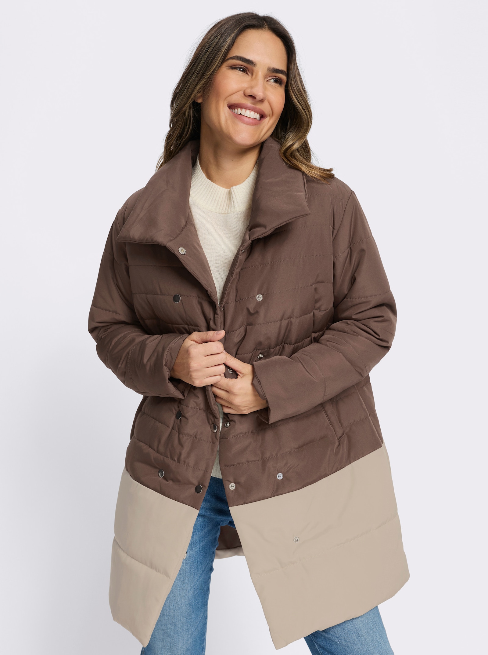 Steppjacke mit wärmender Wattierung - schoko-beige