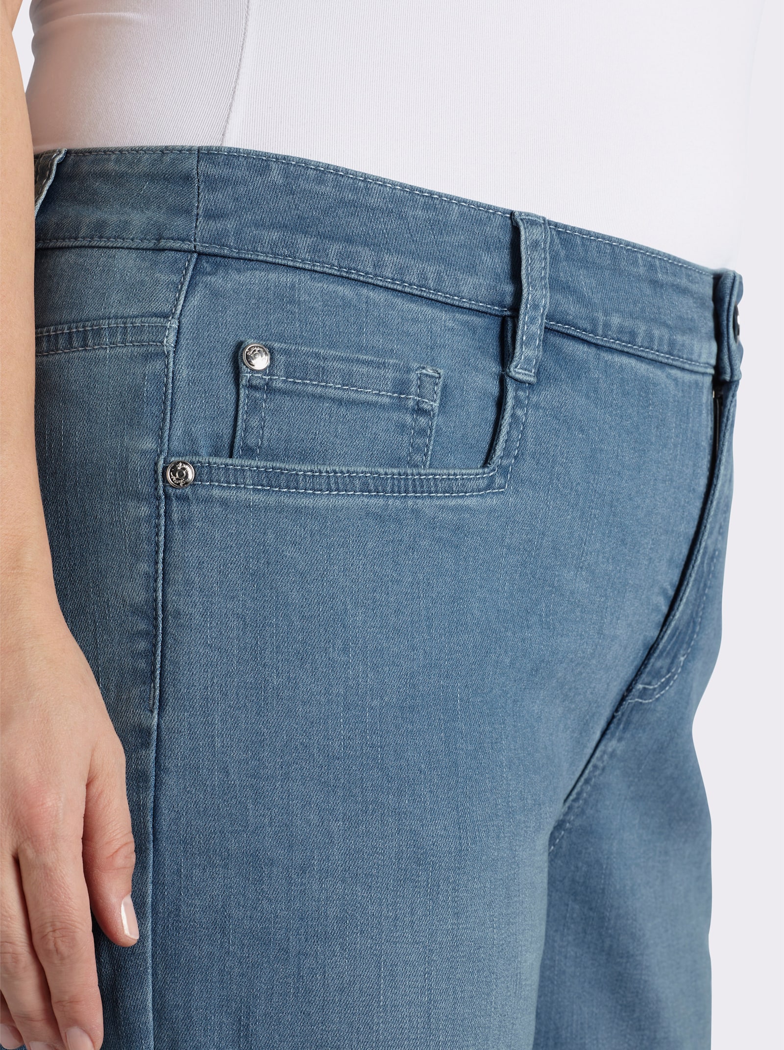 sheego 7/8-Jeans mit weitem Bein - blue-bleached