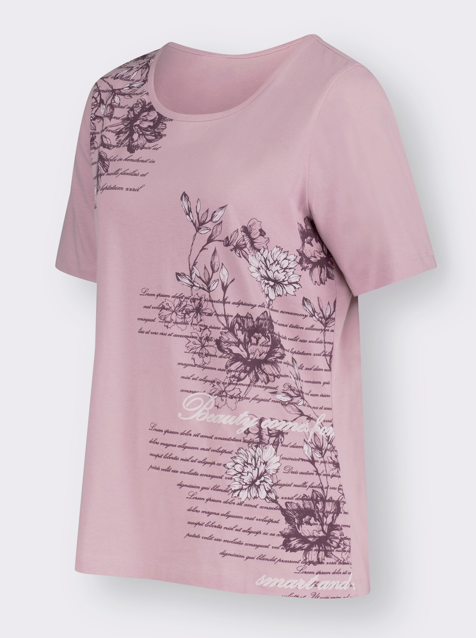 Kurzarmshirt mit Buchstaben-Druck - rosé-bedruckt