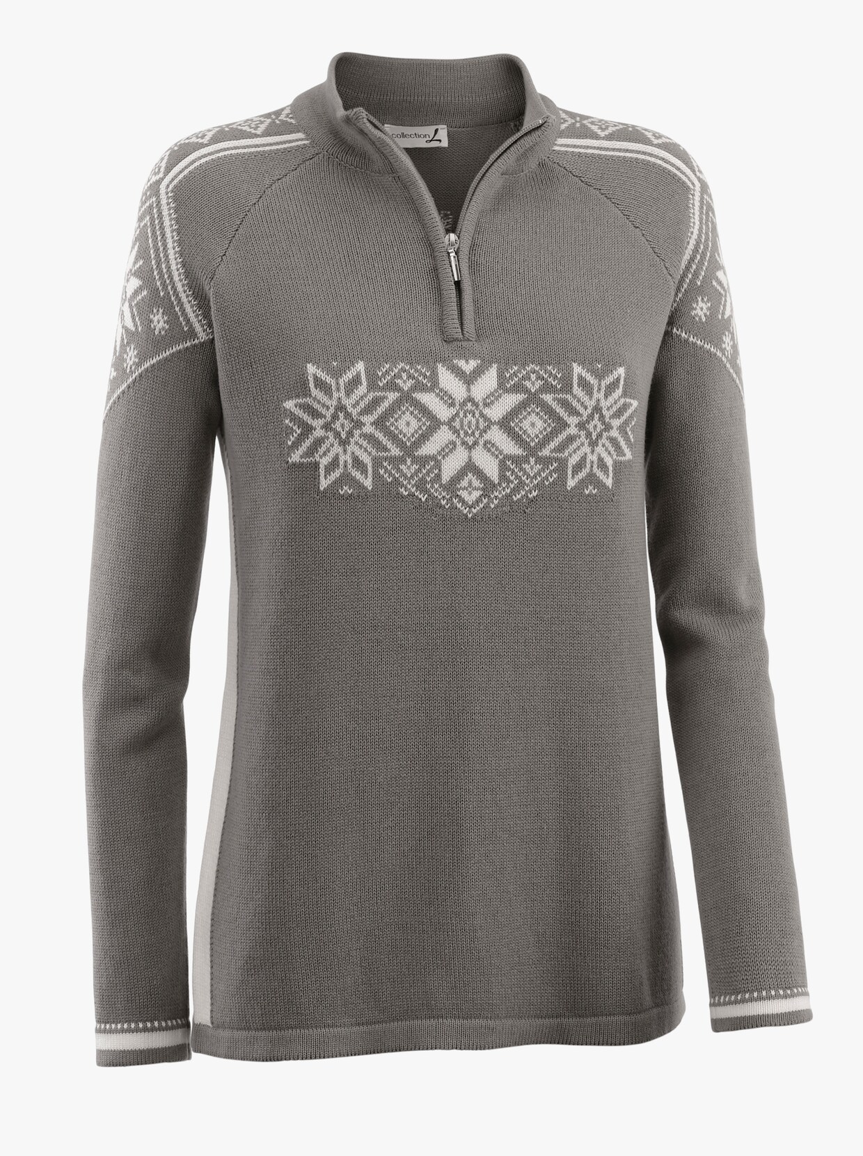 Langarm-Pullover - grau-gemustert