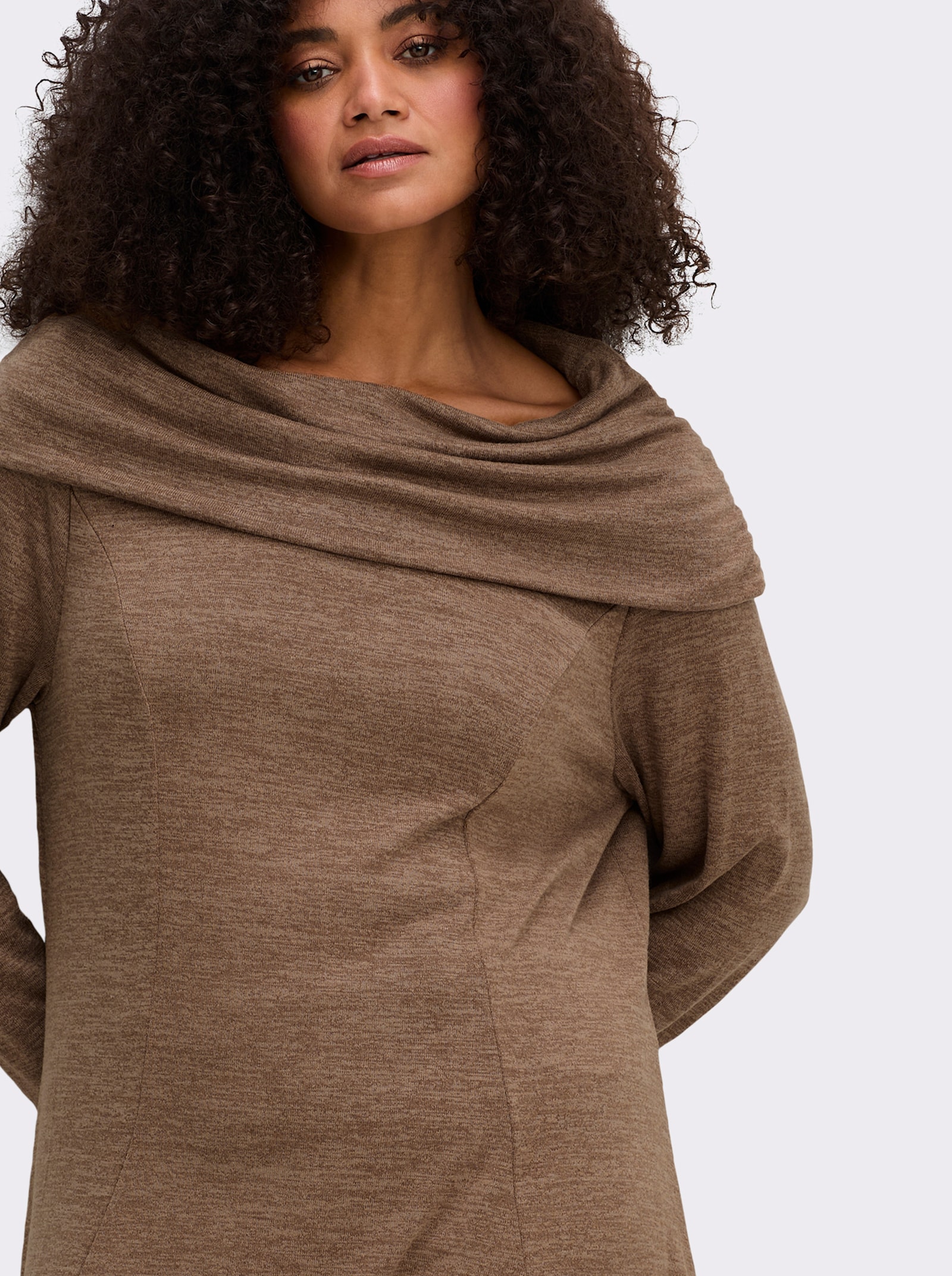 sheego by Joe Browns Longsweatshirt im Strick-Look - braun-meliert
