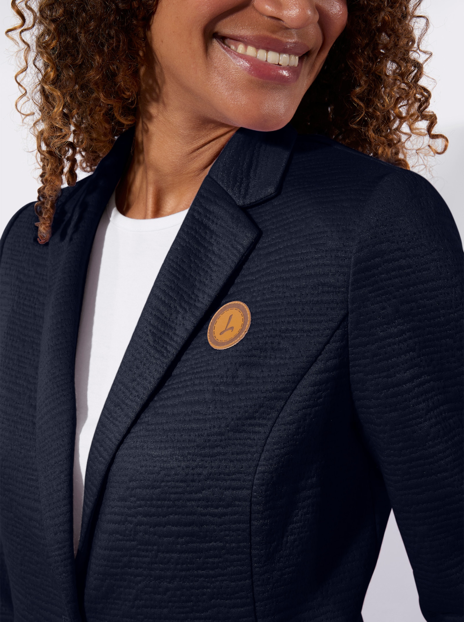 Džersej. blejzer z interlocku - námornícka modrá