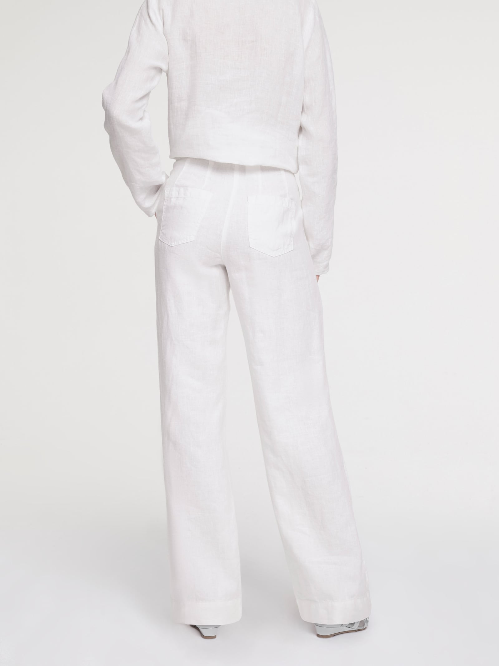 heine Pantalon en lin avec jambes larges - blanc