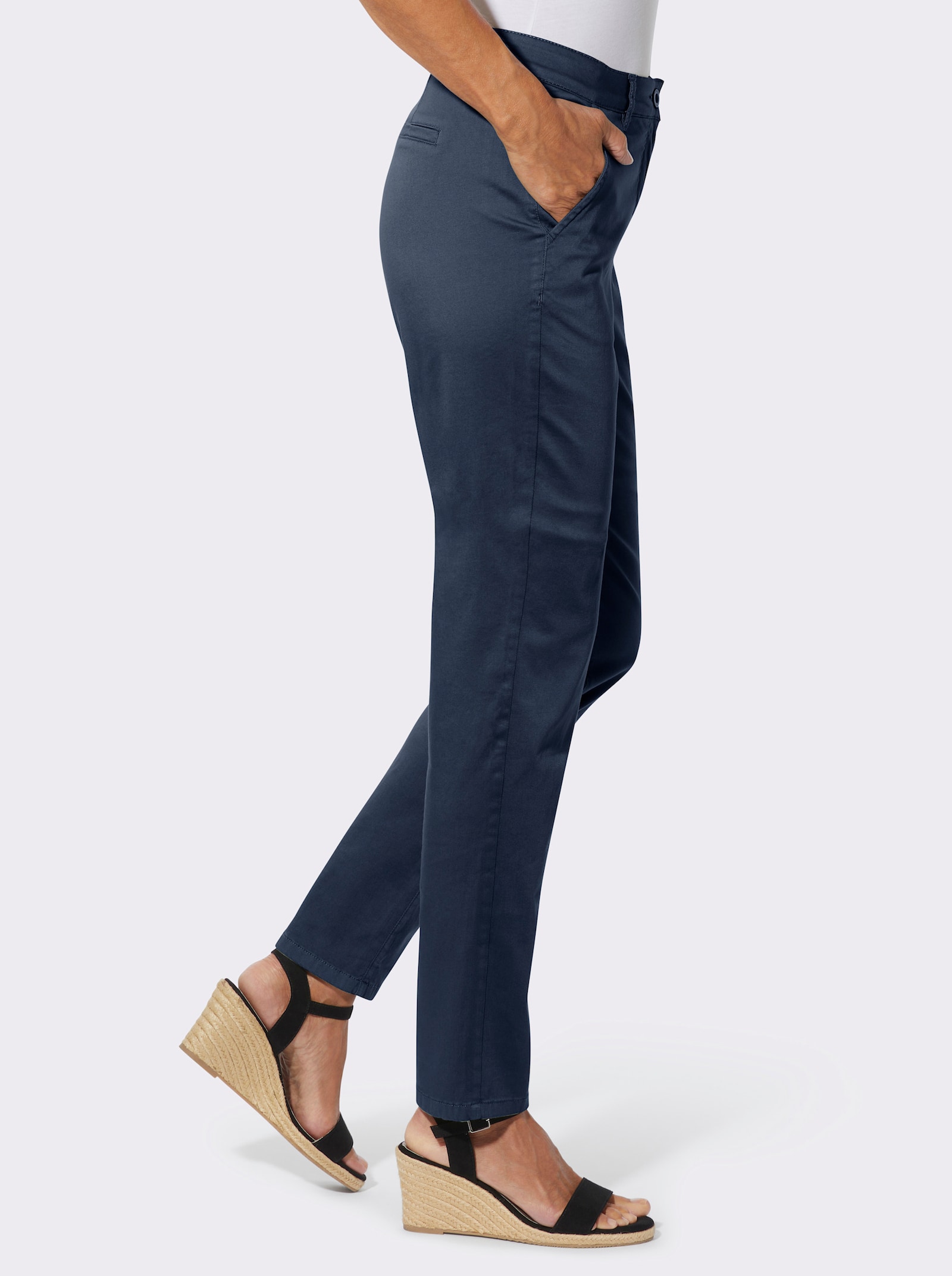 Chinohose mit Satin-Glanz - dunkelblau