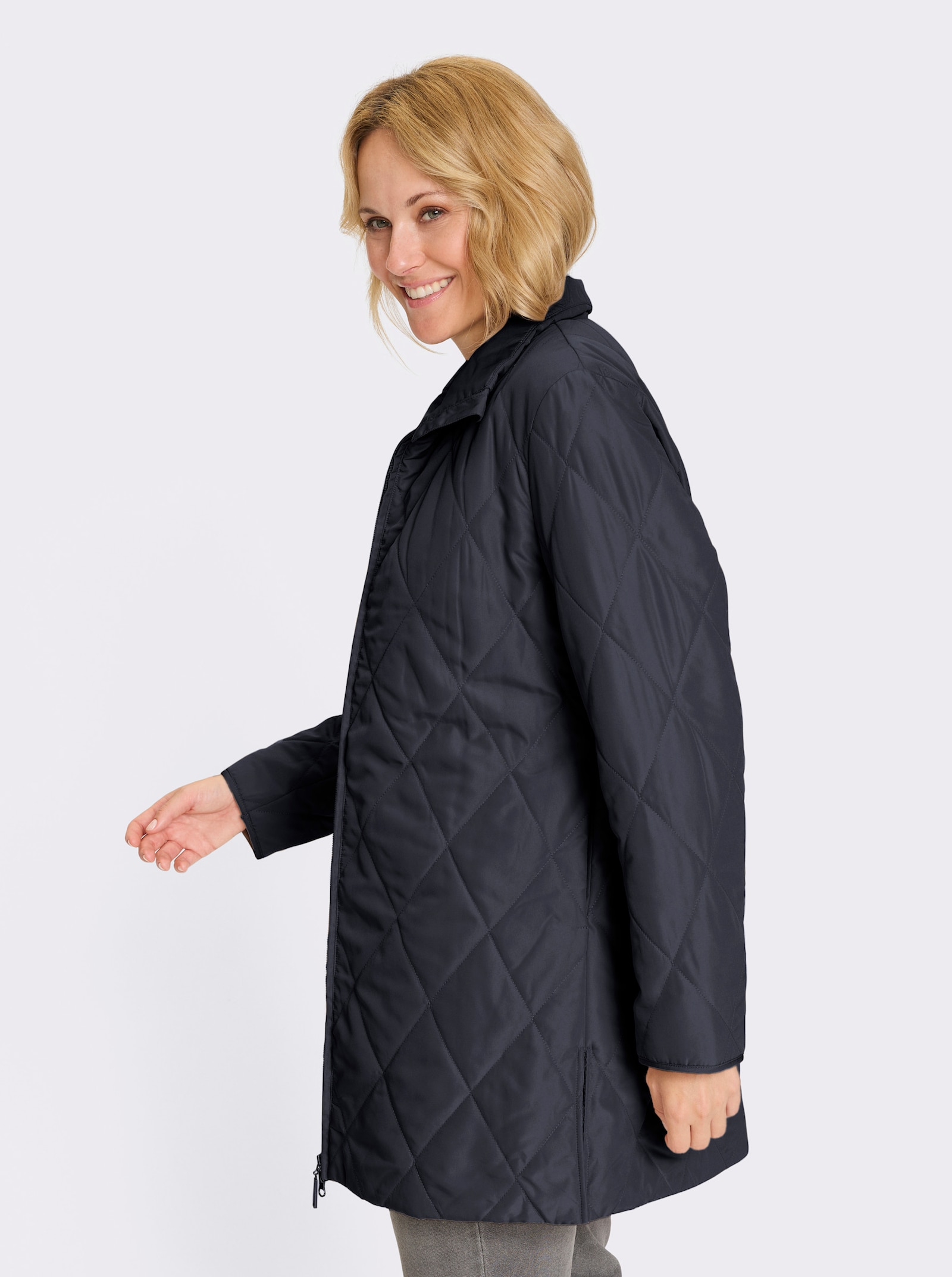 Longjacke mit Rautensteppung - marine