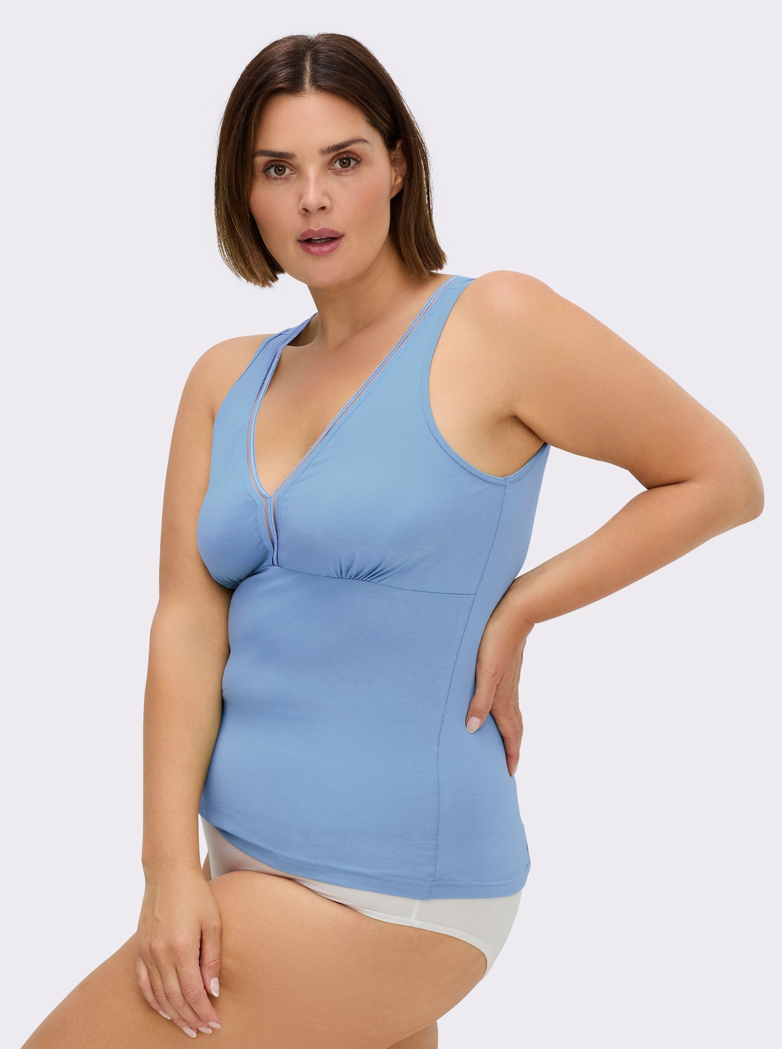 wäschepur BH-Hemd mit elastischem Zierband - himmelblau