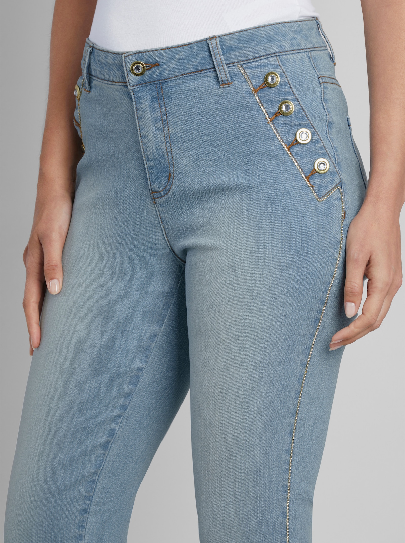heine Jeans mit Glitzer-Zierband - blue-bleached