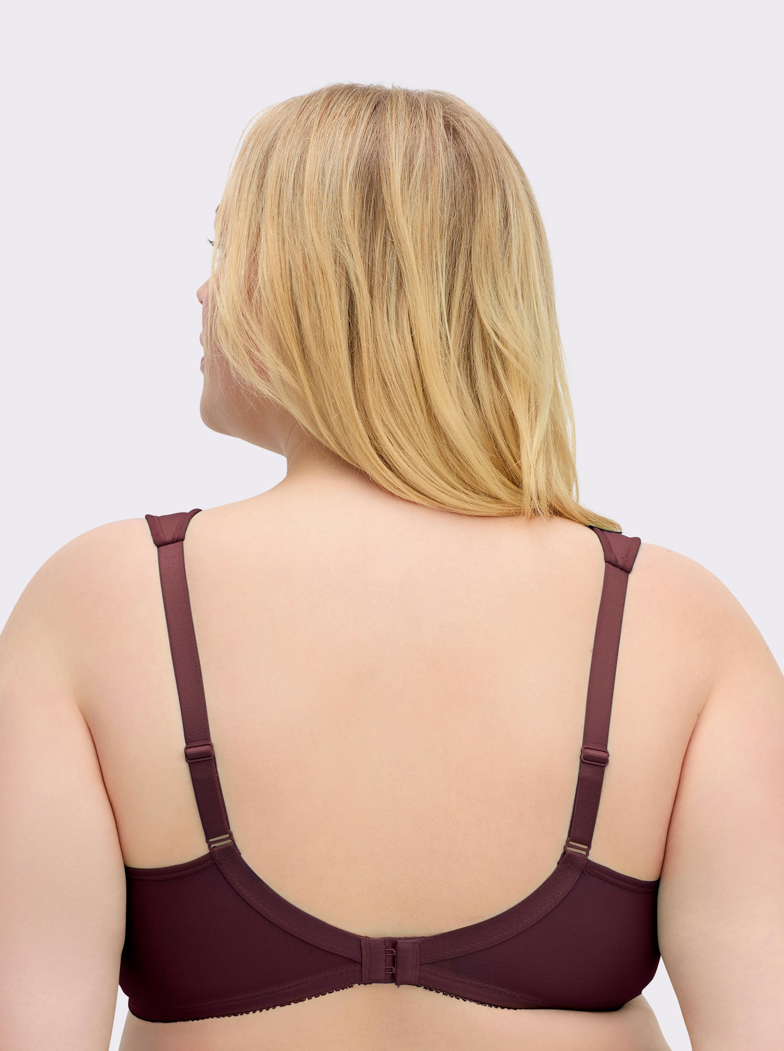 wäschepur Komfort-BH ohne Bügel mit transparenten Einsätzen - burgund