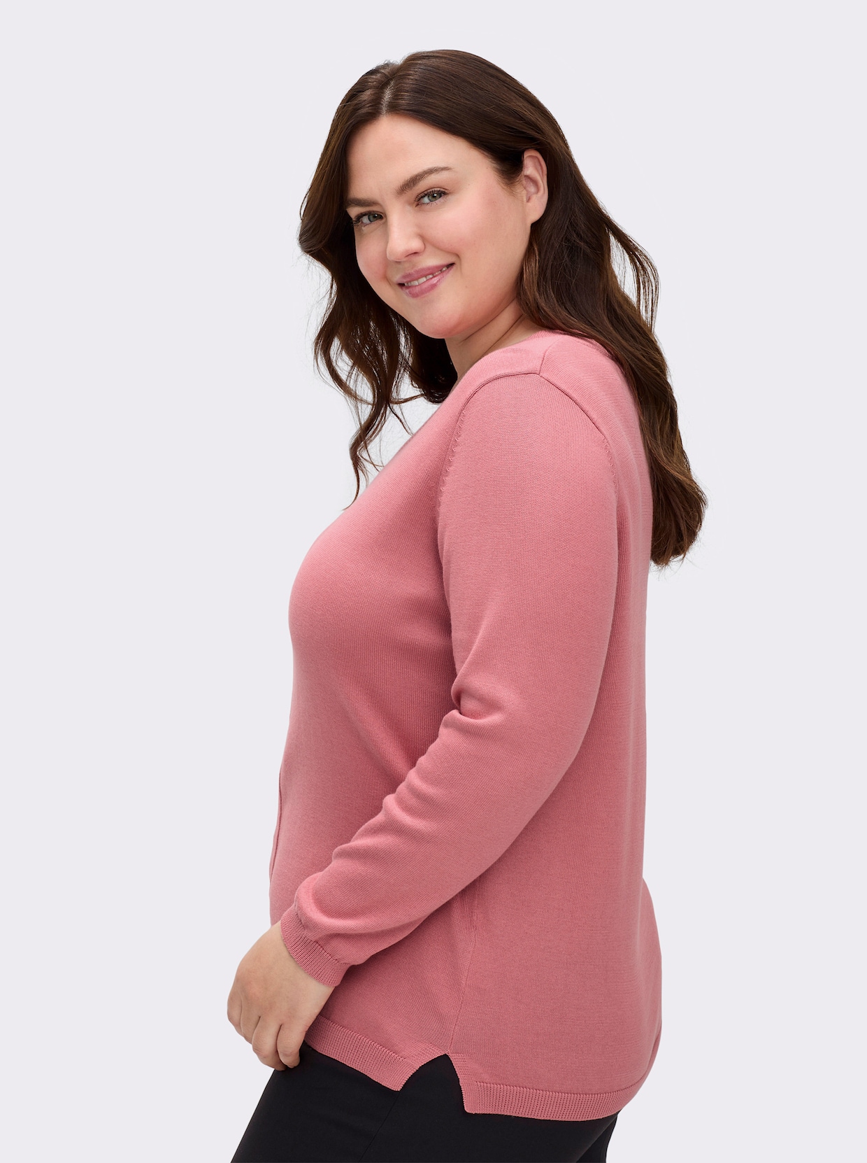 V-Ausschnitt-Pullover mit Biesen vorne - erika