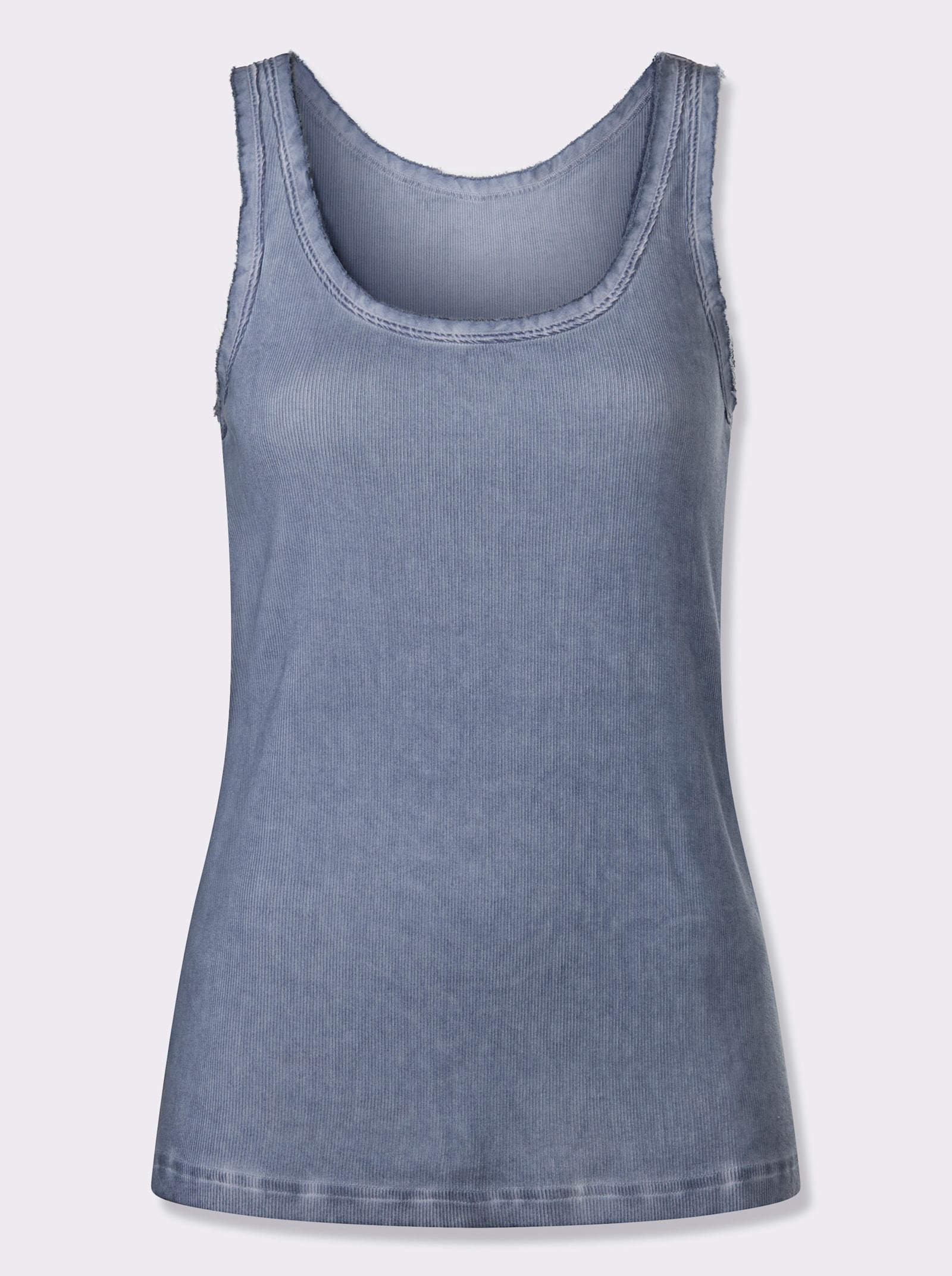 heine Shirttop mit kleinen Fransen - taubenblau