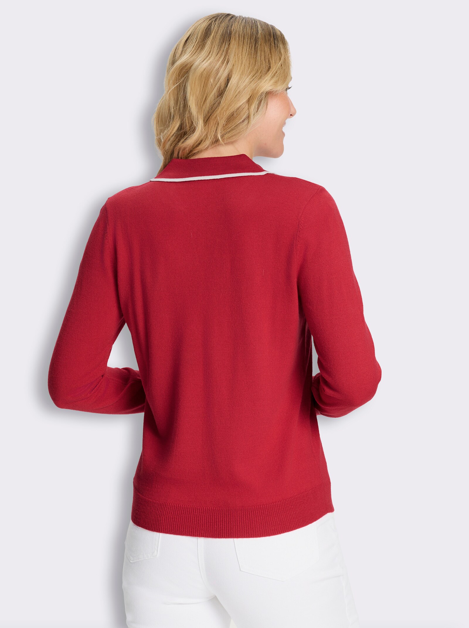 Polopullover mit Kontrast-Details - erdbeere