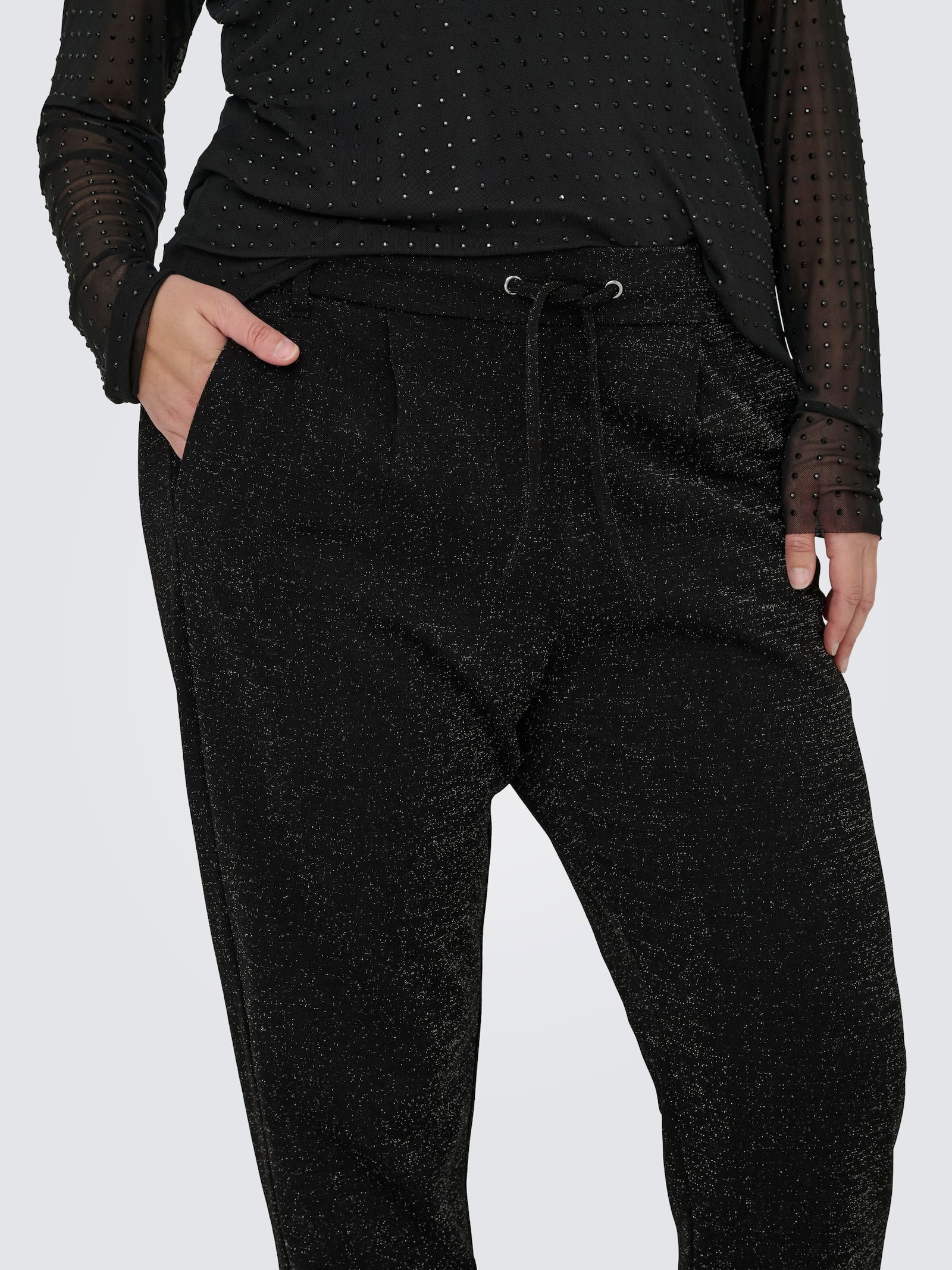 ONLY CARMAKOMA Jogginghose - black detail:silver lurex