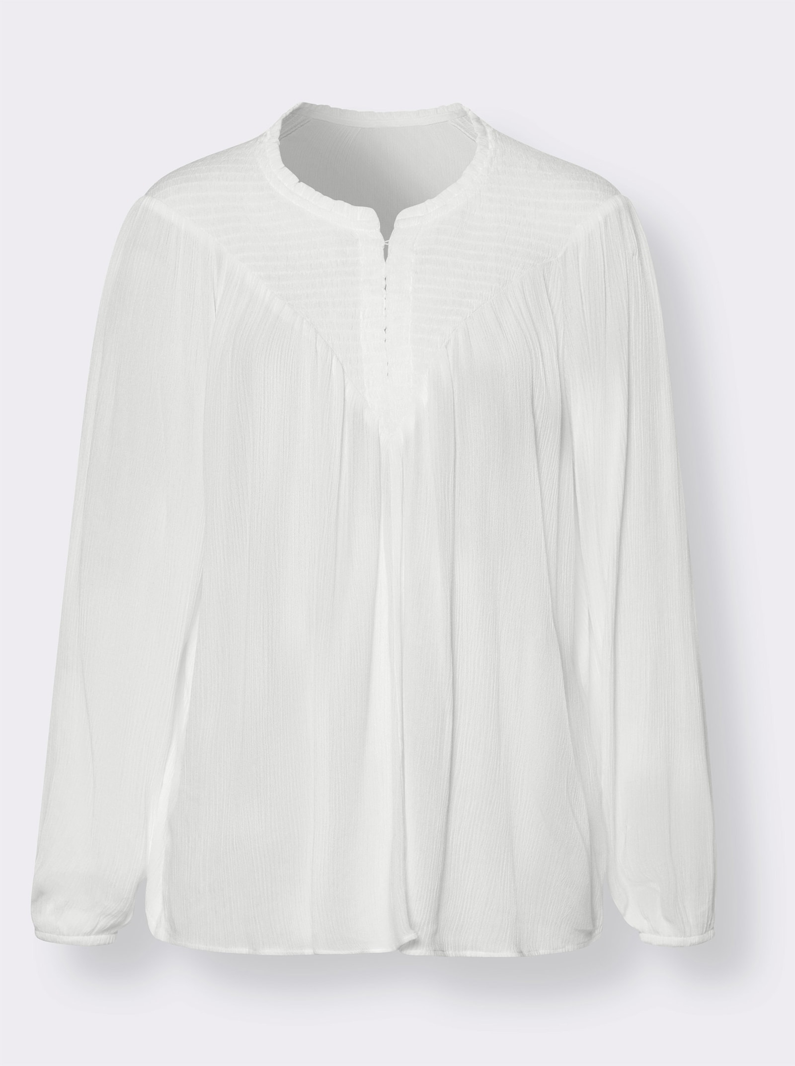heine Crinklebluse mit Smok-Partien - ecru