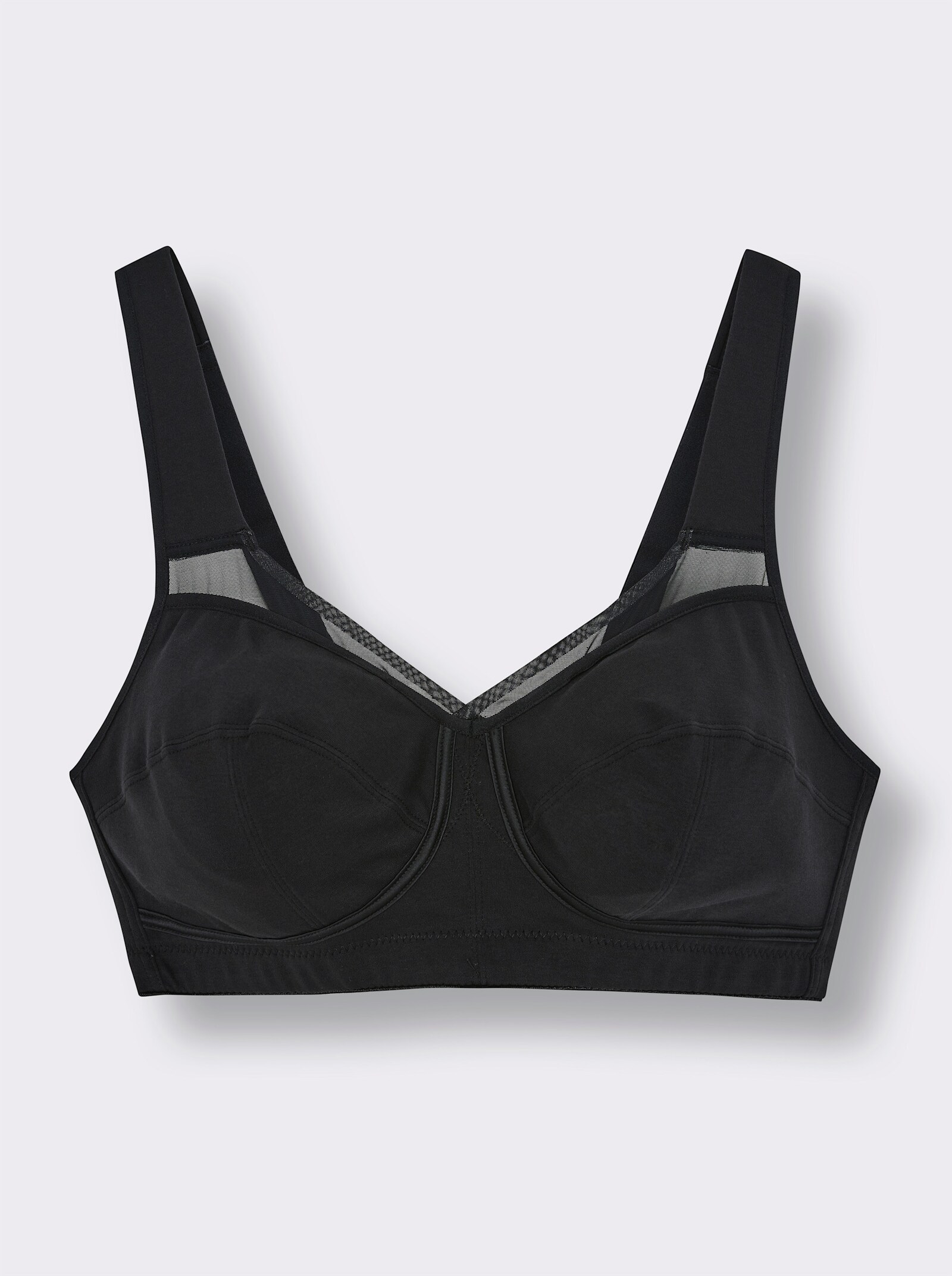 wäschepur Entlastungs-BH ohne Bügel mit Mesh-Einsatz - schwarz