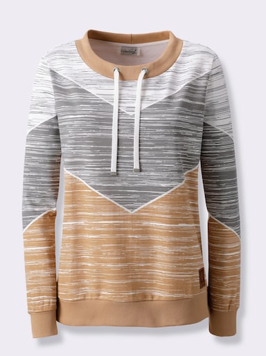 Sweatshirt - camel-ecru