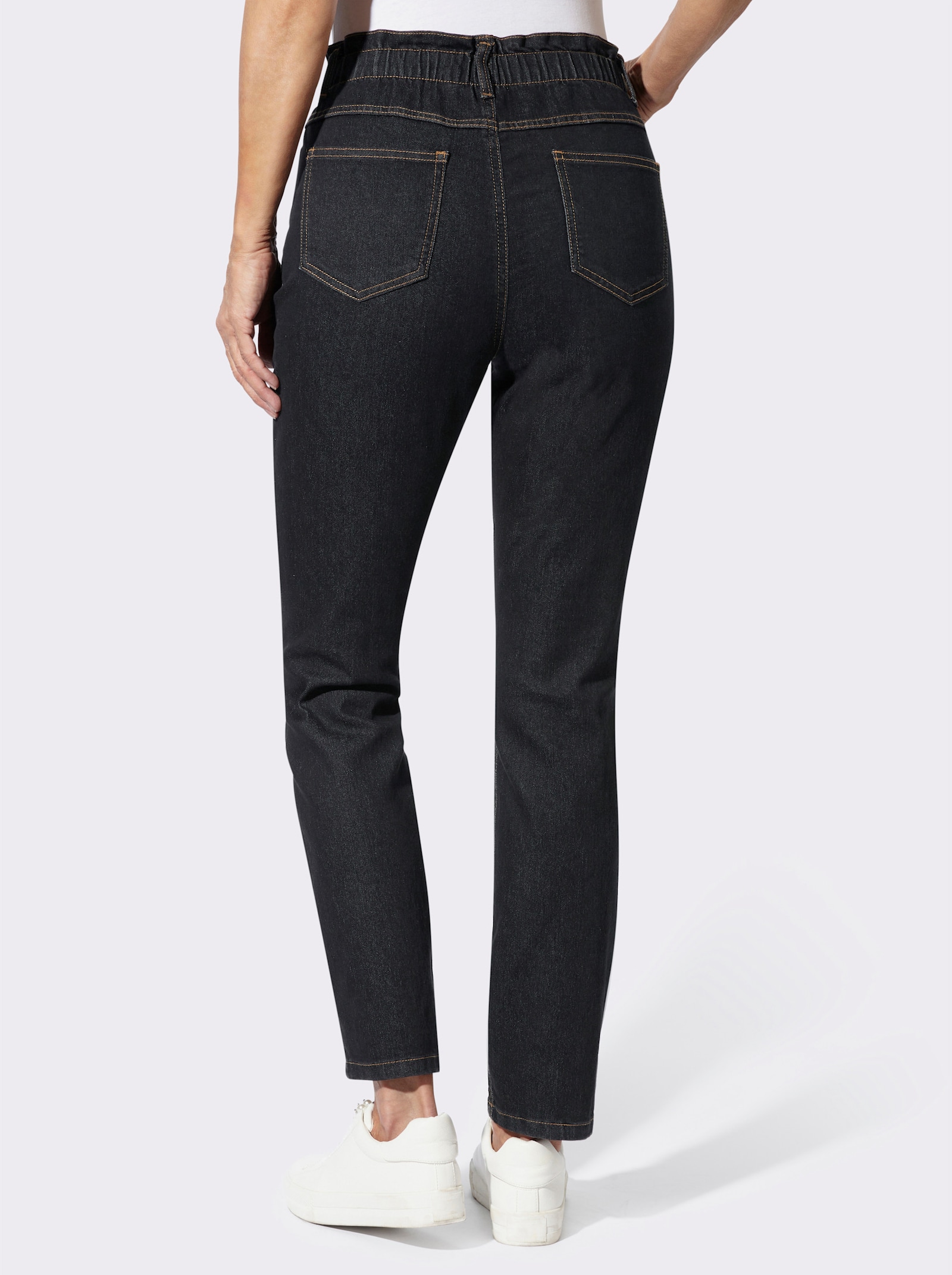 Jeans im Paperbag-Schnitt - black denim