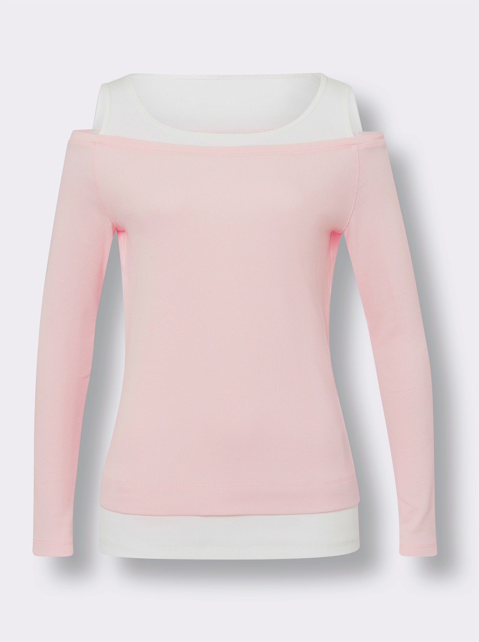 heine 2-in-1-Shirt mit Rippstruktur - hellrosé
