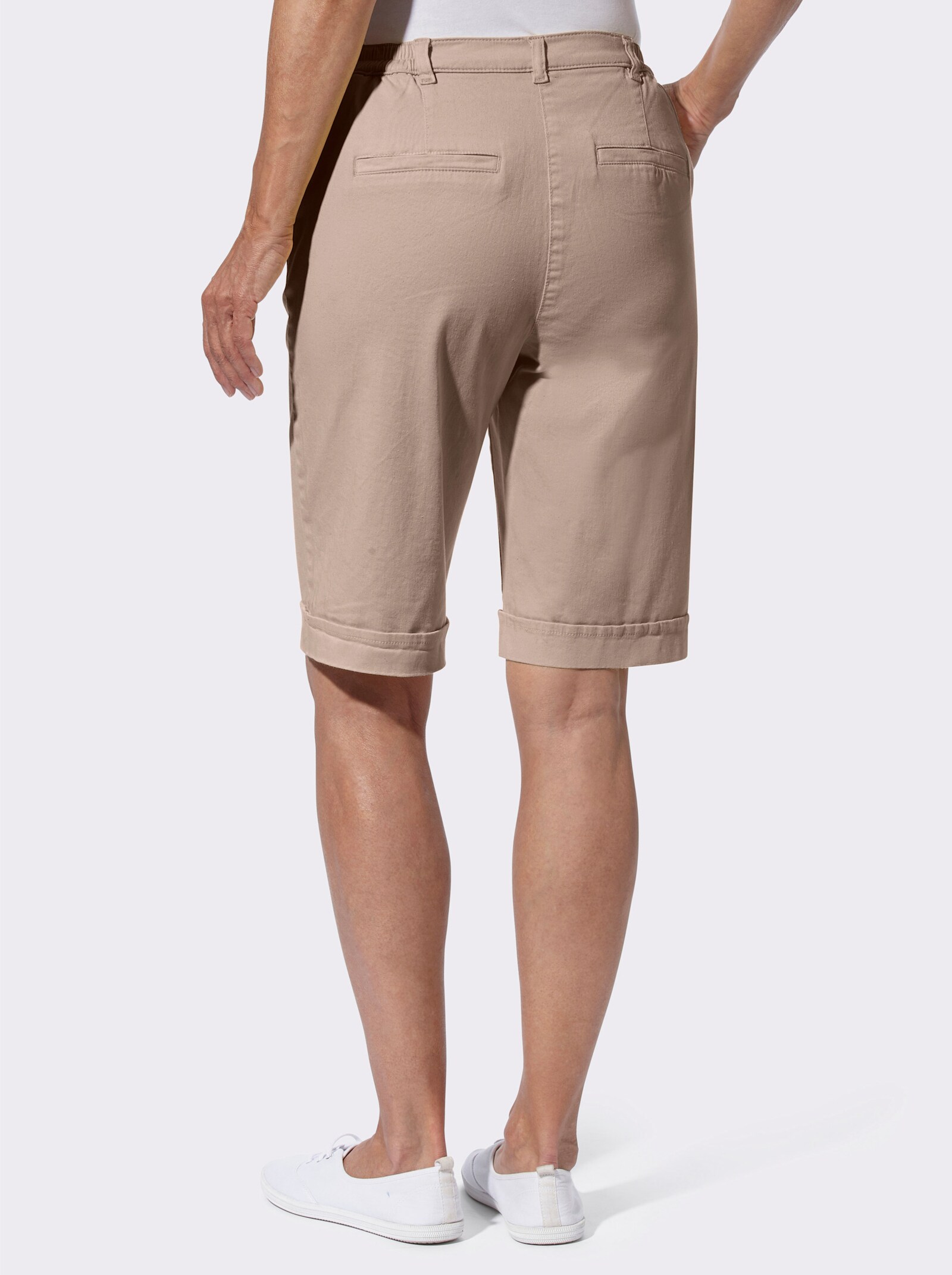 Jeansbermudas mit Dehnbund hinten - sesam