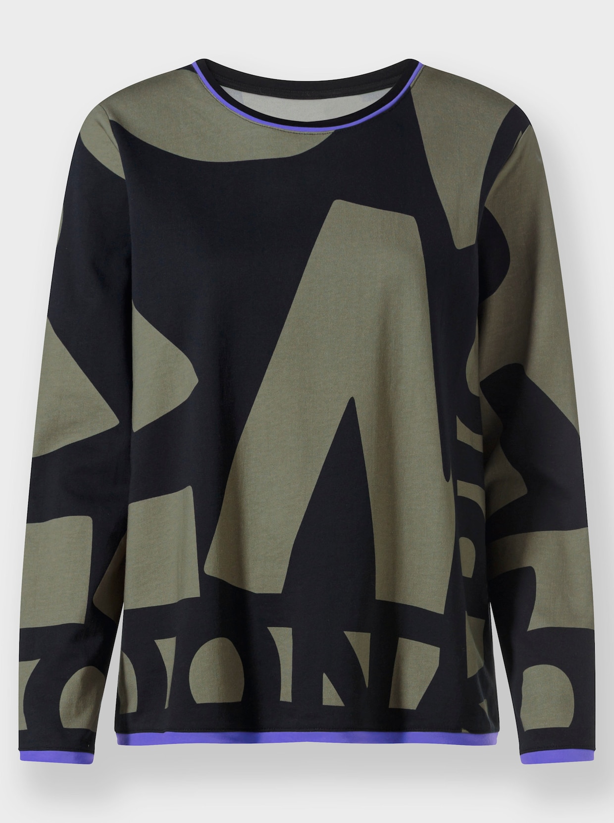 heine Longsleeve - kaki/zwart bedrukt