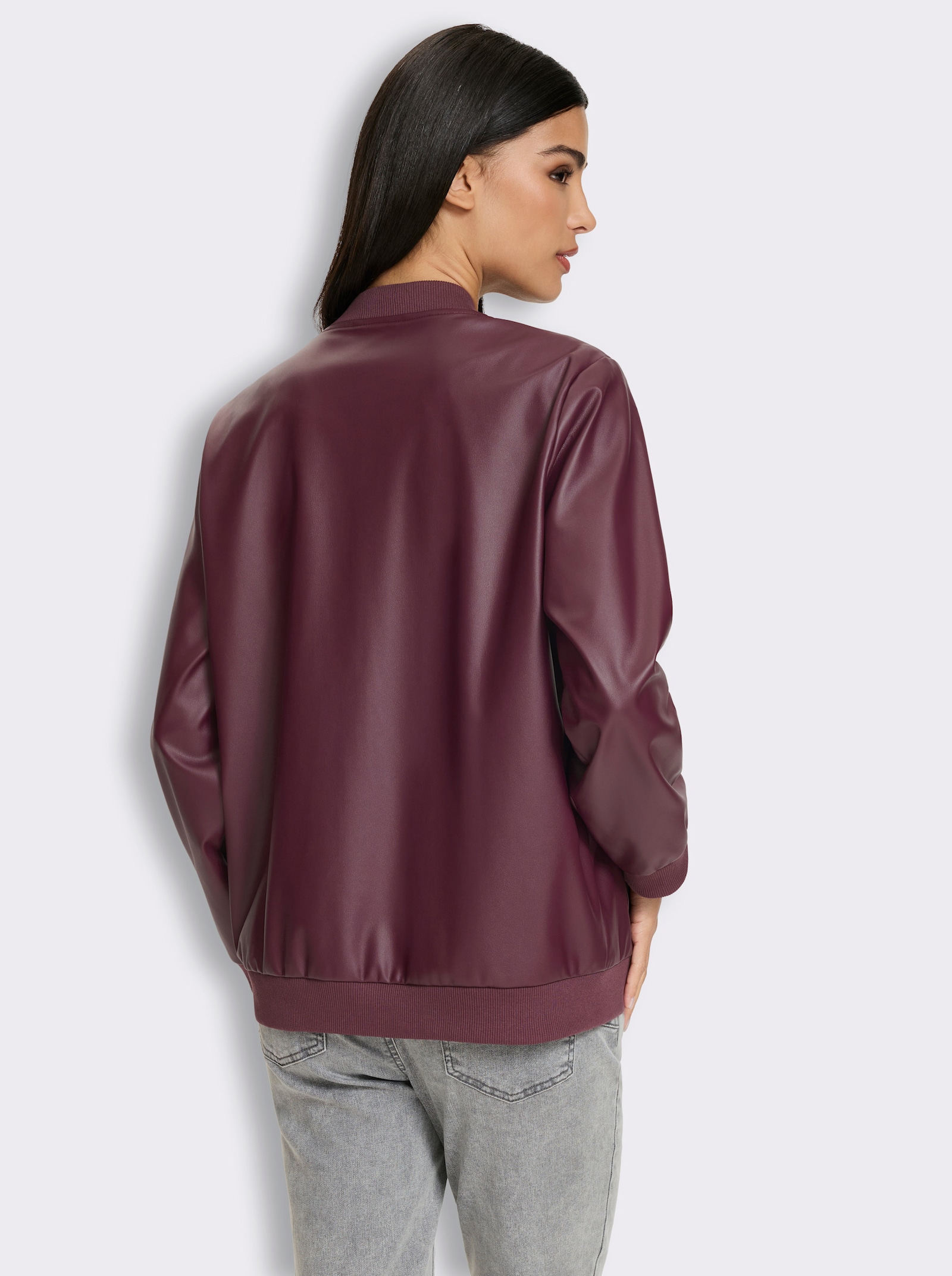heine Lederimitatjacke Mit Strickbündchen - burgund