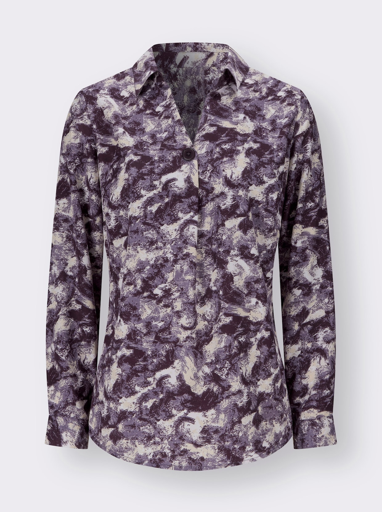 Comfortabele blouse - aubergine/lila bedrukt