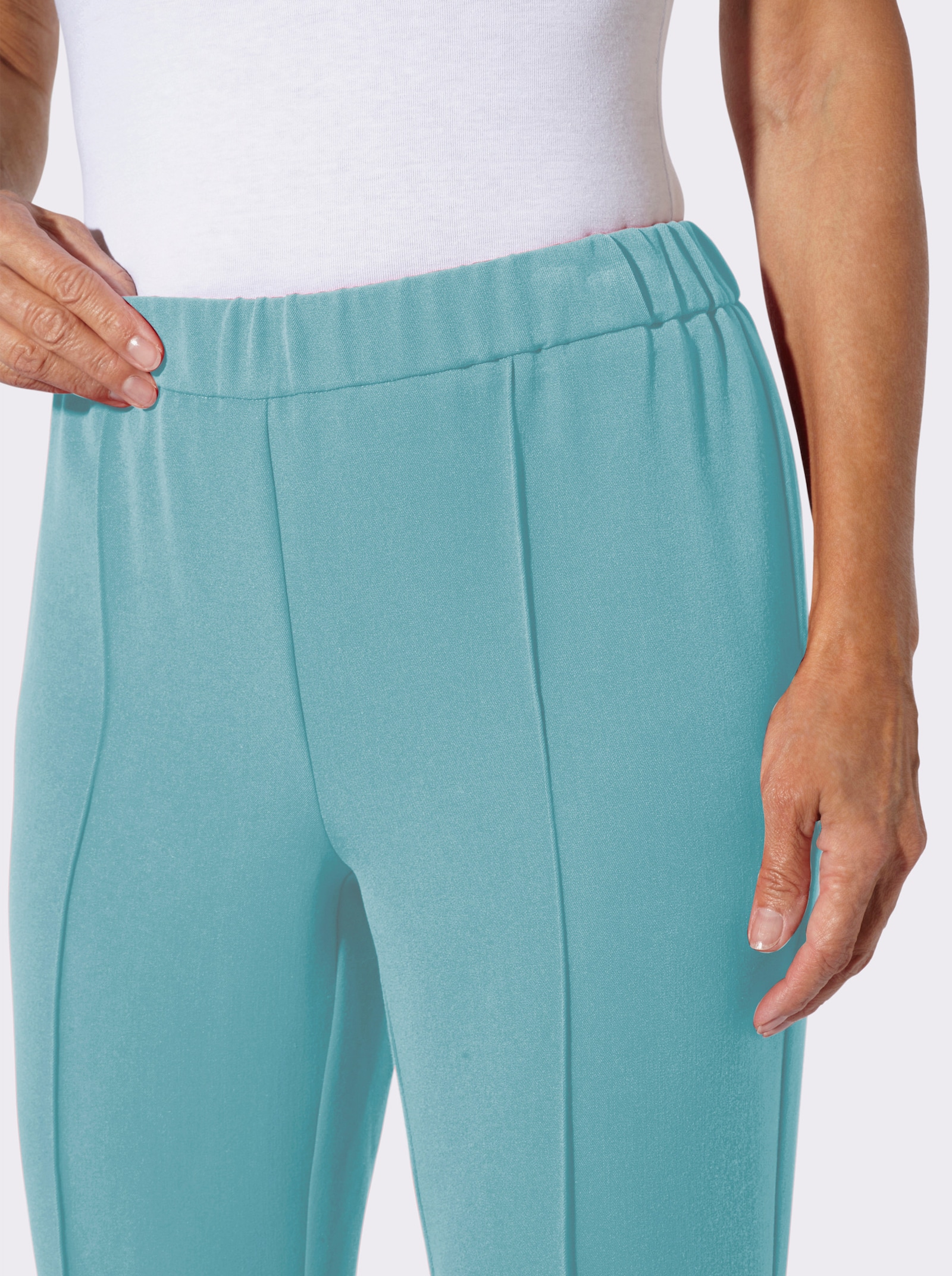 Oblekové kalhoty s elastickým pasem - oceánově modrá