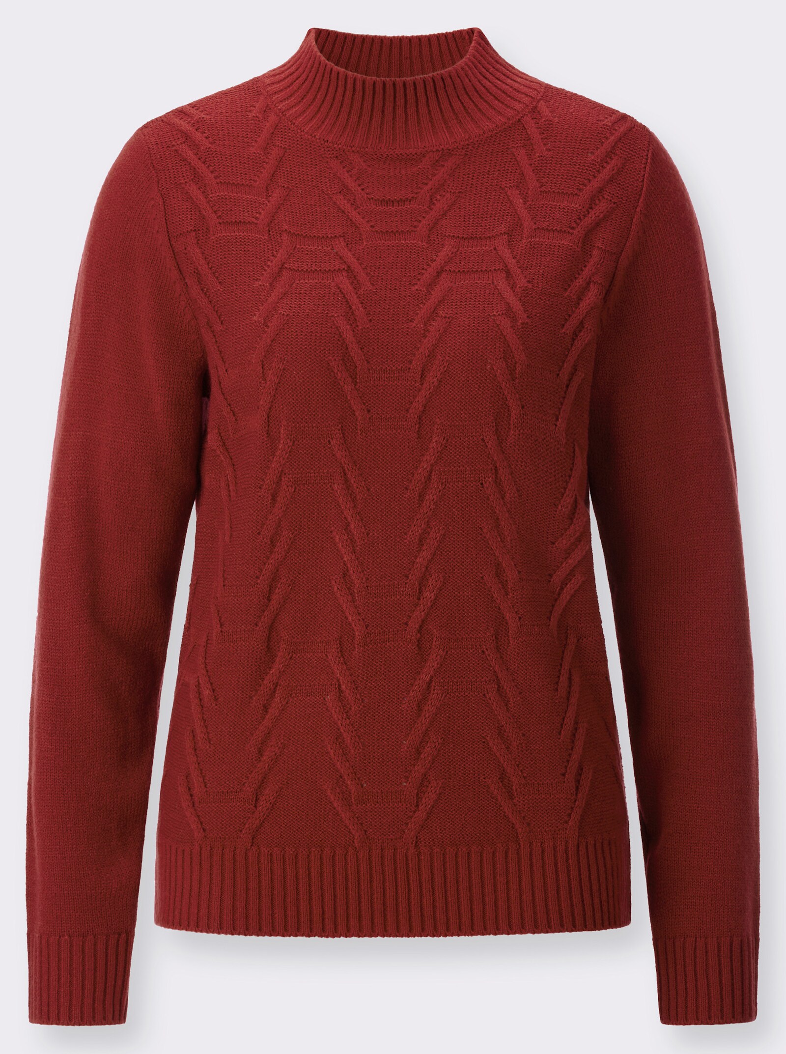 Stehkragenpullover mit Strukturmuster - kirsche