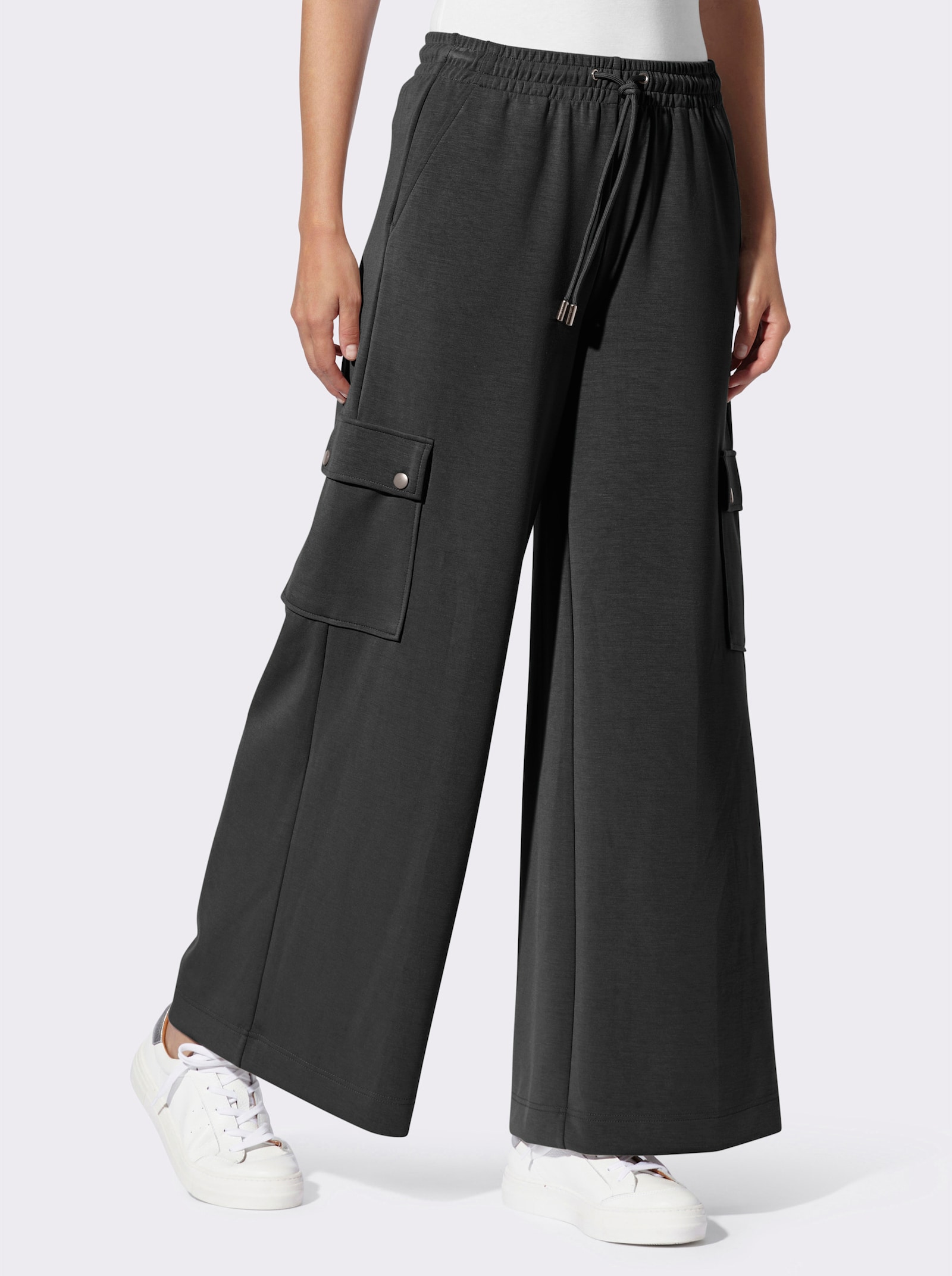 heine Jerseyhose mit Cargo-Taschen - schwarz