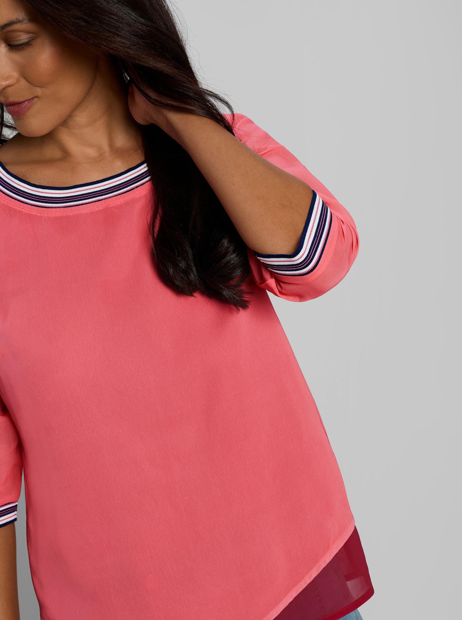 heine Georgettebluse mit asymmetrischem Saum - koralle-rot
