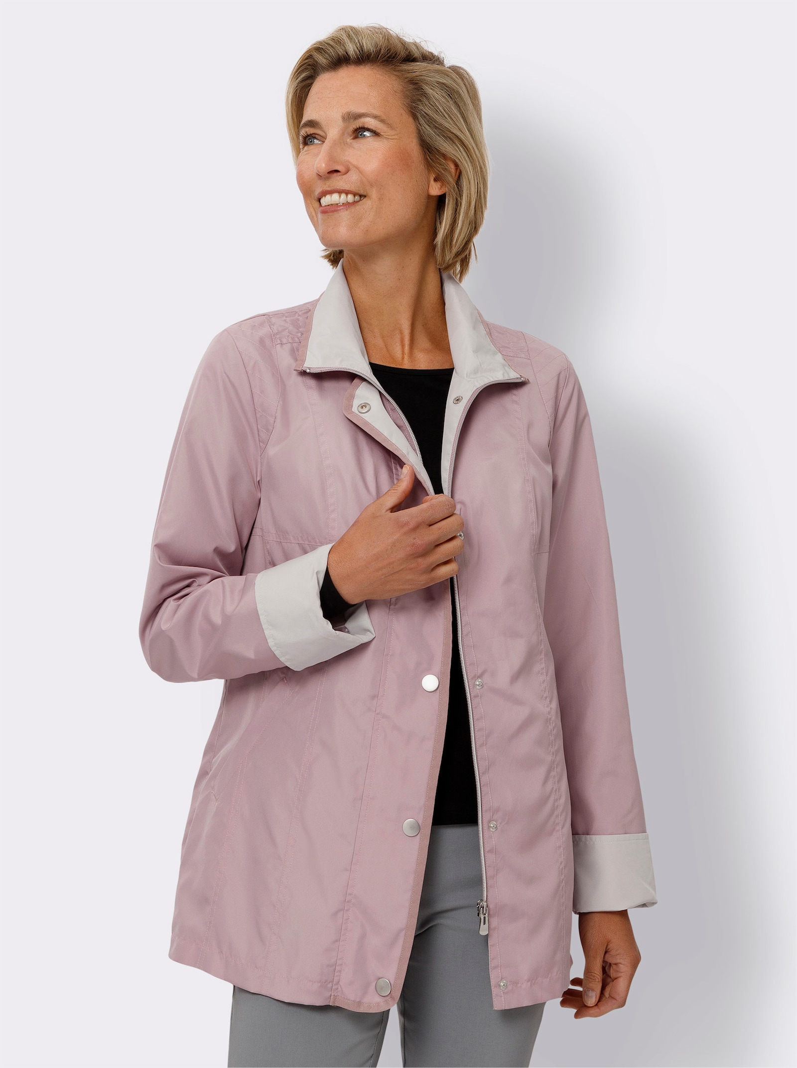 Bunda, fixovaná záložka rukávov - hnedofialová