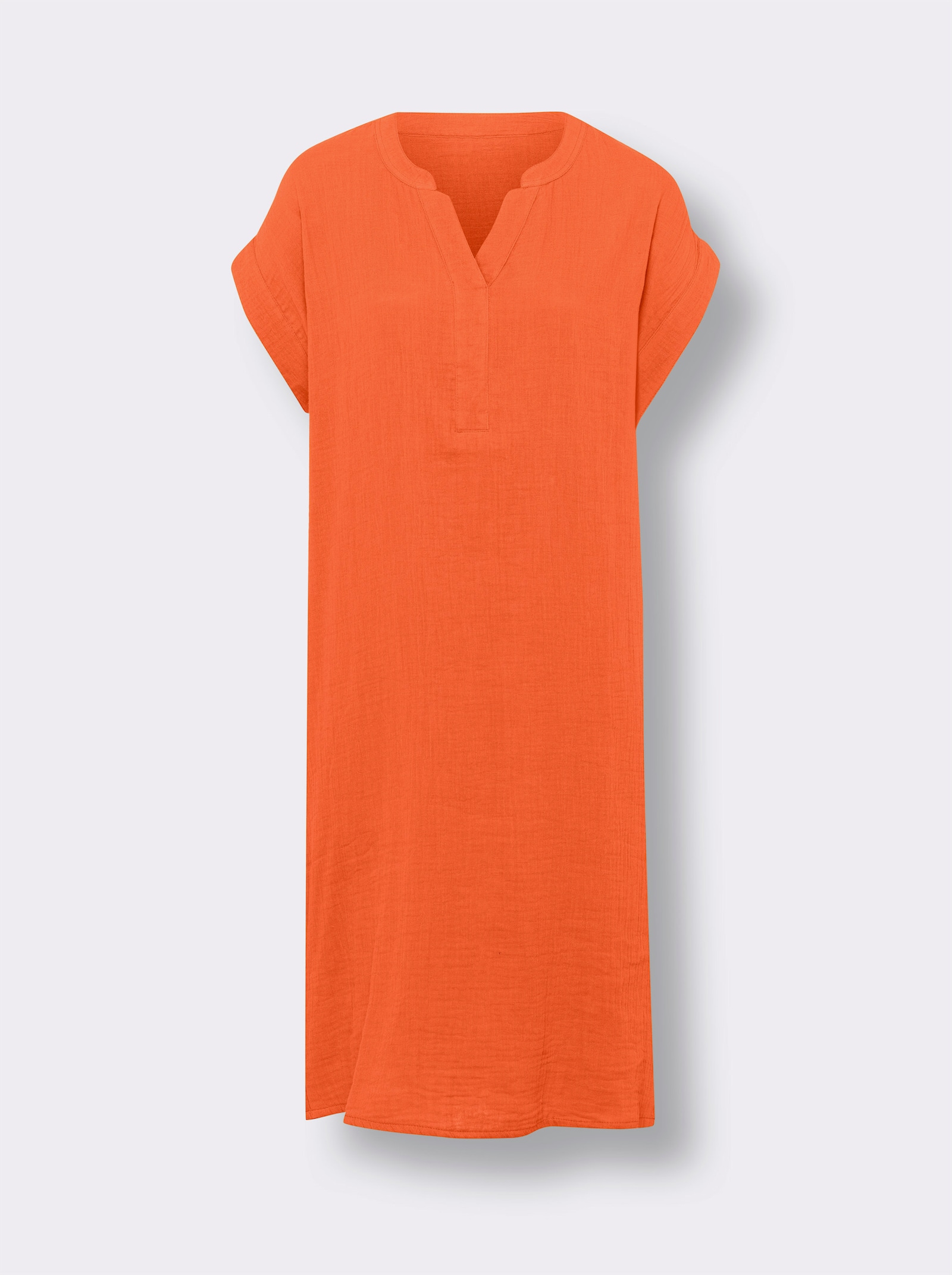 Bomullsklänning i muslinmaterial - orange