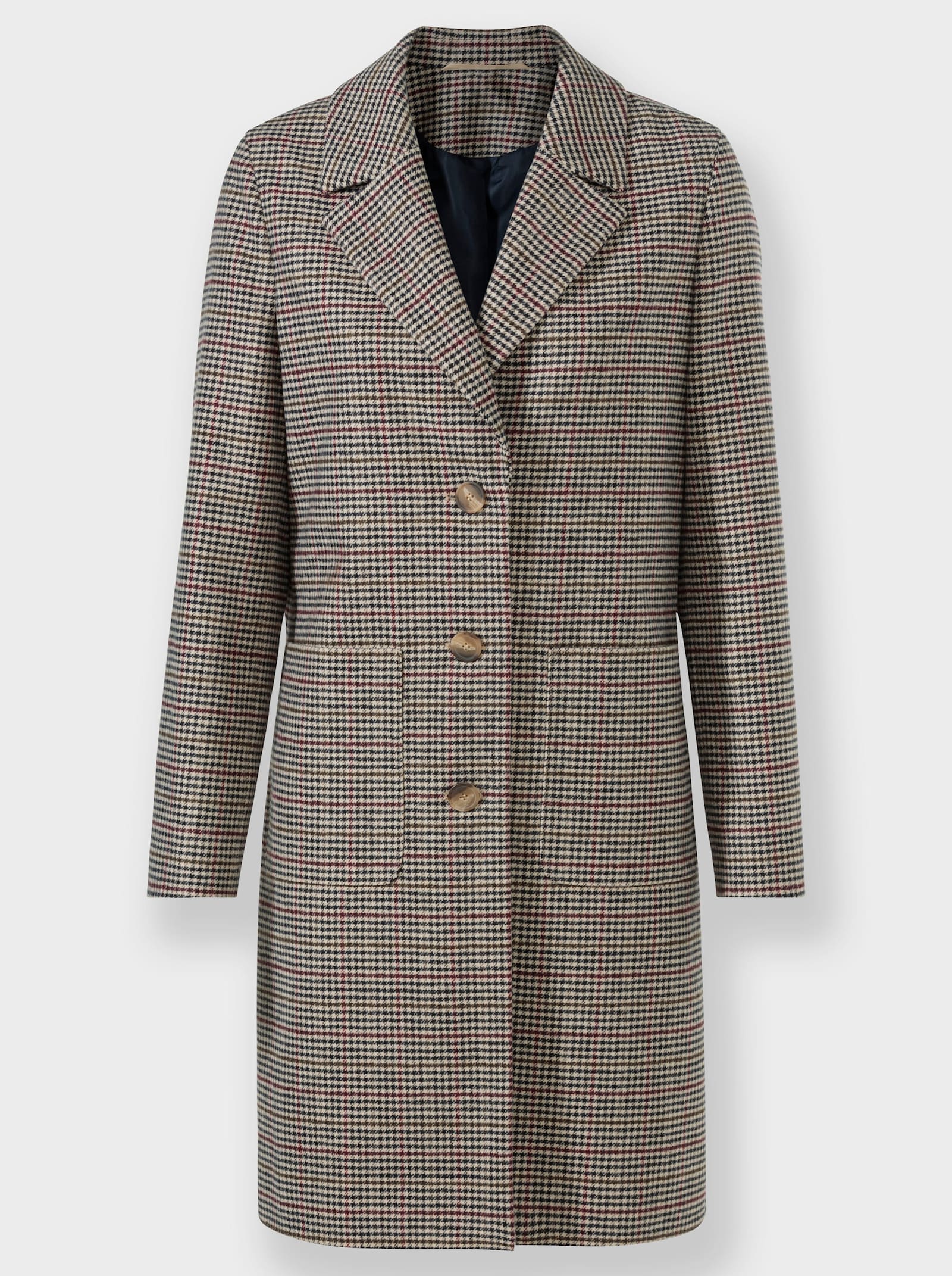 heine Kurzmantel mit Web-Karo - sand-dunkeltaupe-kariert