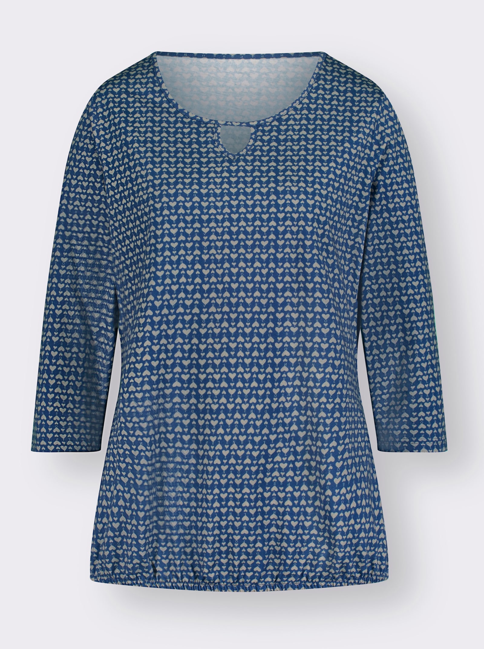 3/4-Arm-Shirt mit Gummizug am Saum - jeansblau-steingrau-bedruckt