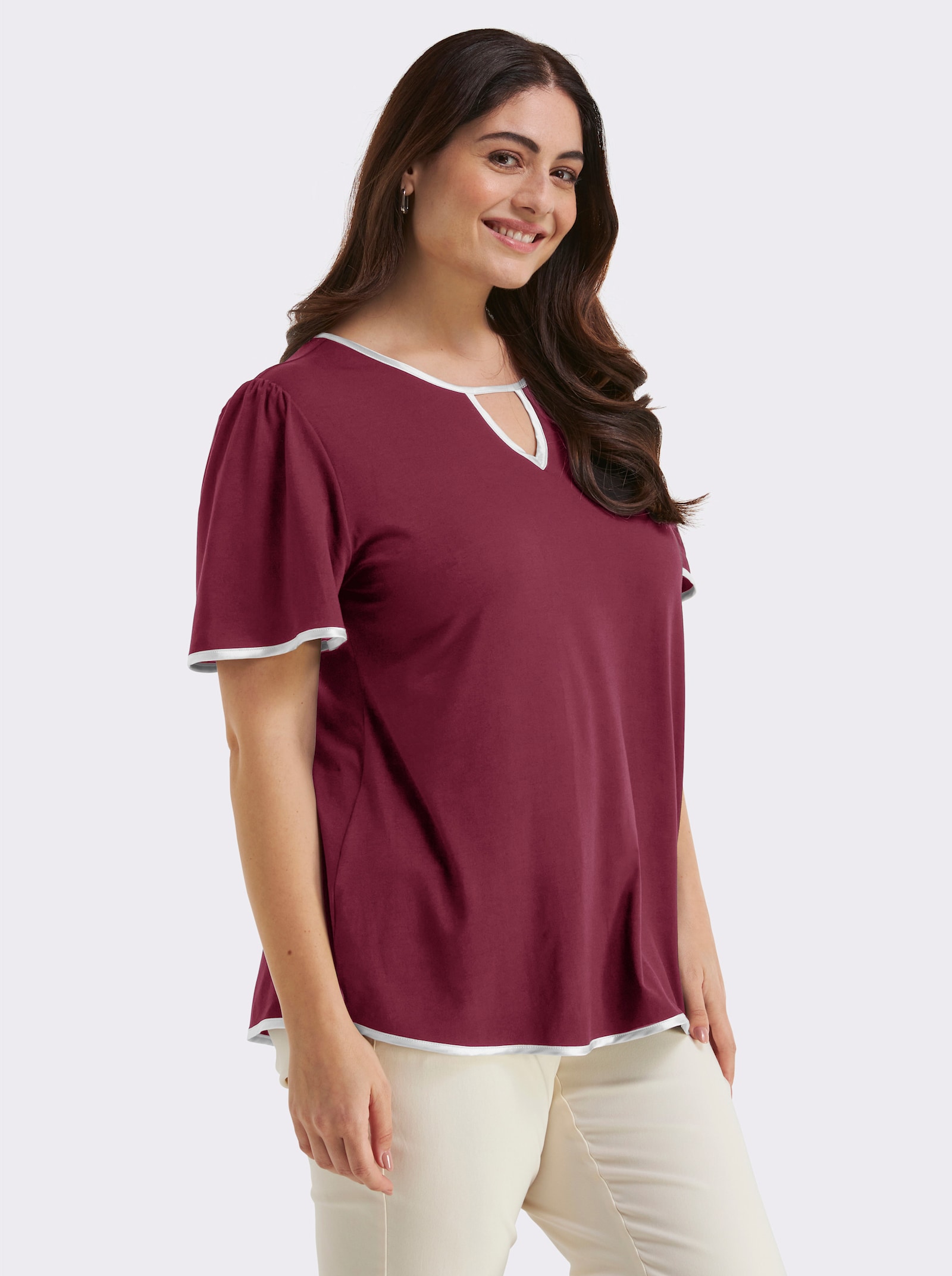 sheego Shirt in licht uitlopend model - bordeaux/zwart