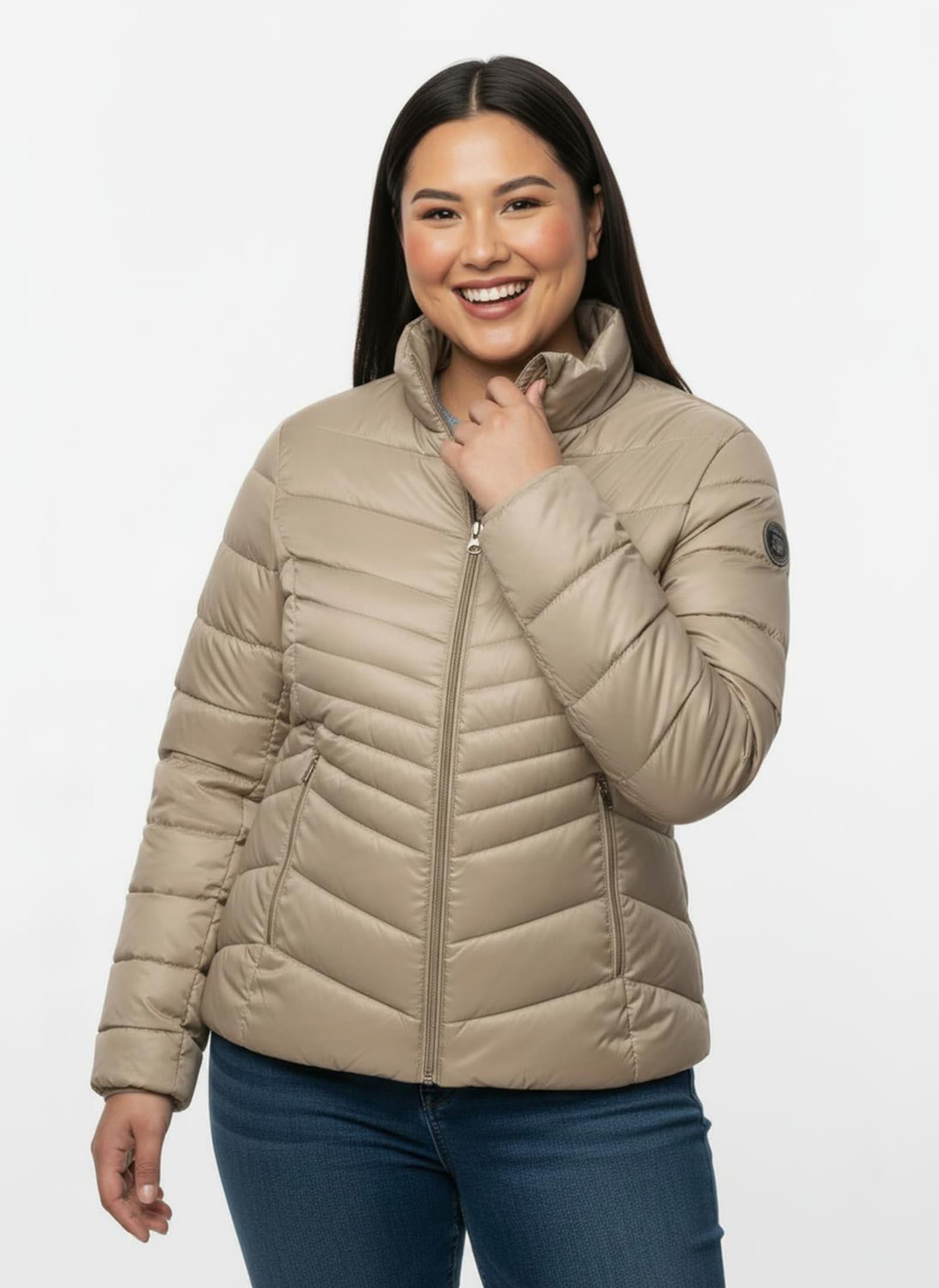 Steppjacke mit abzippbaren Ärmeln - beige