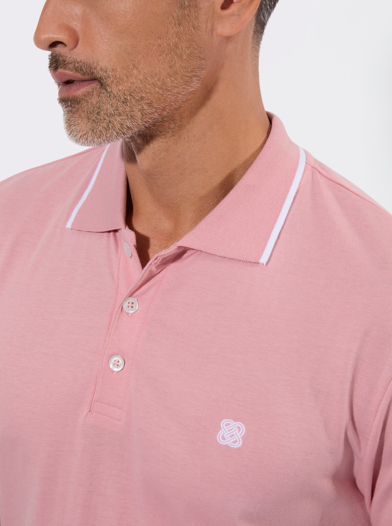 Poloshirt mit Kontrast-Details - rosenquarz