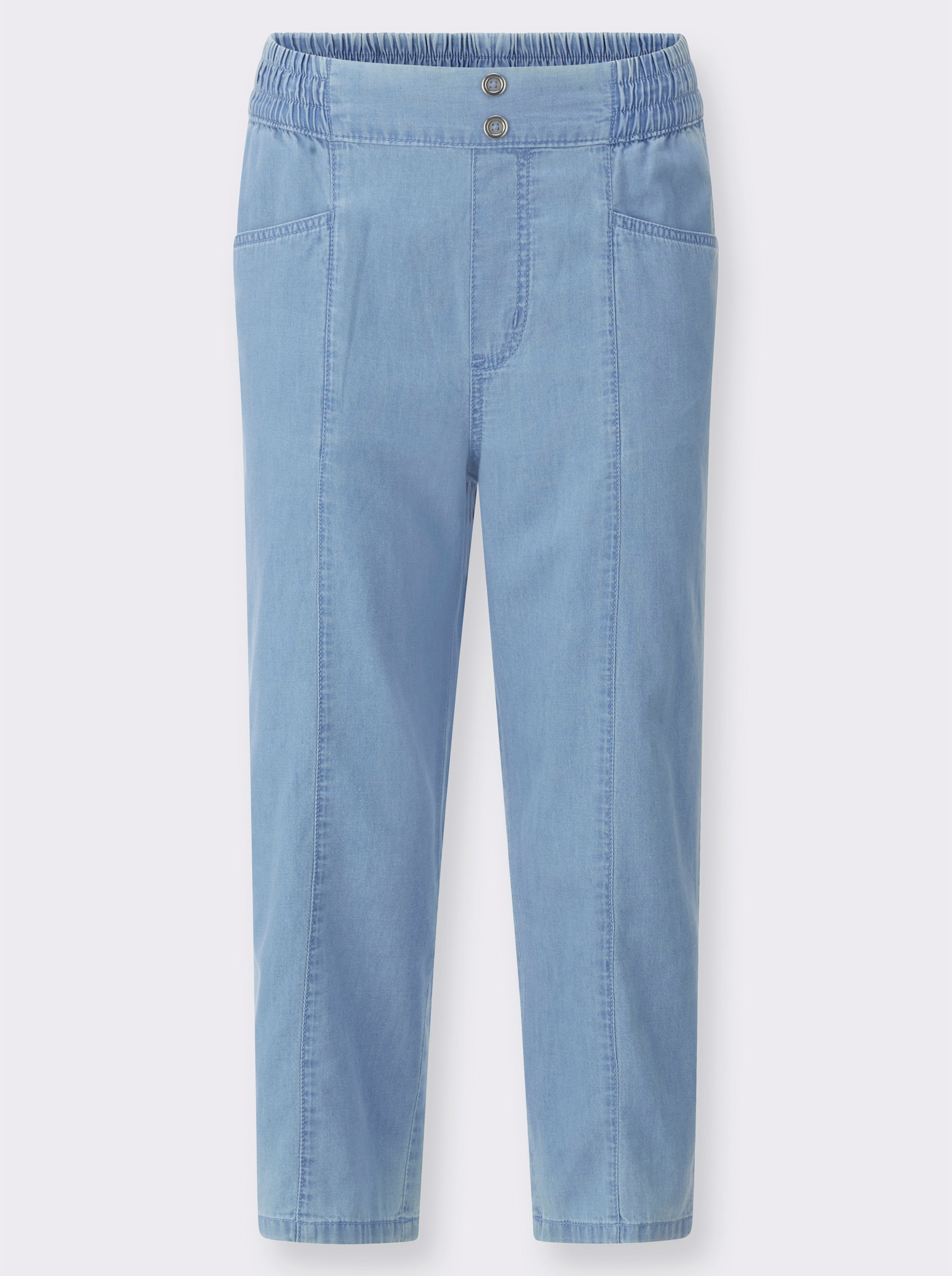 3/4-Jeans mit dekorativen Knöpfen - blue-bleached