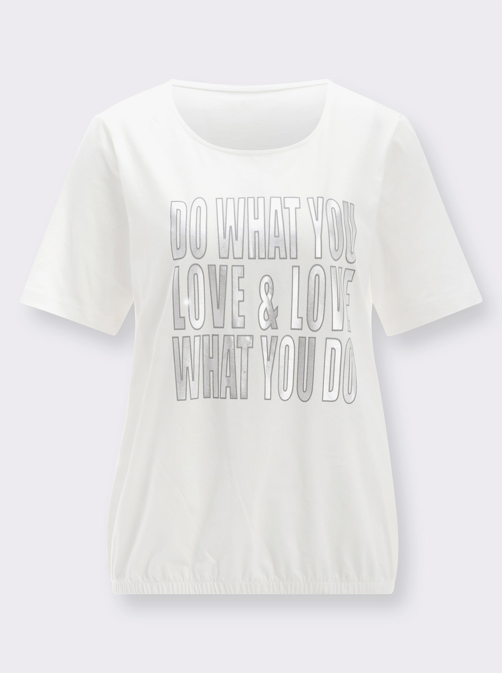 Shirt met korte mouwen en tekstprint - ecru