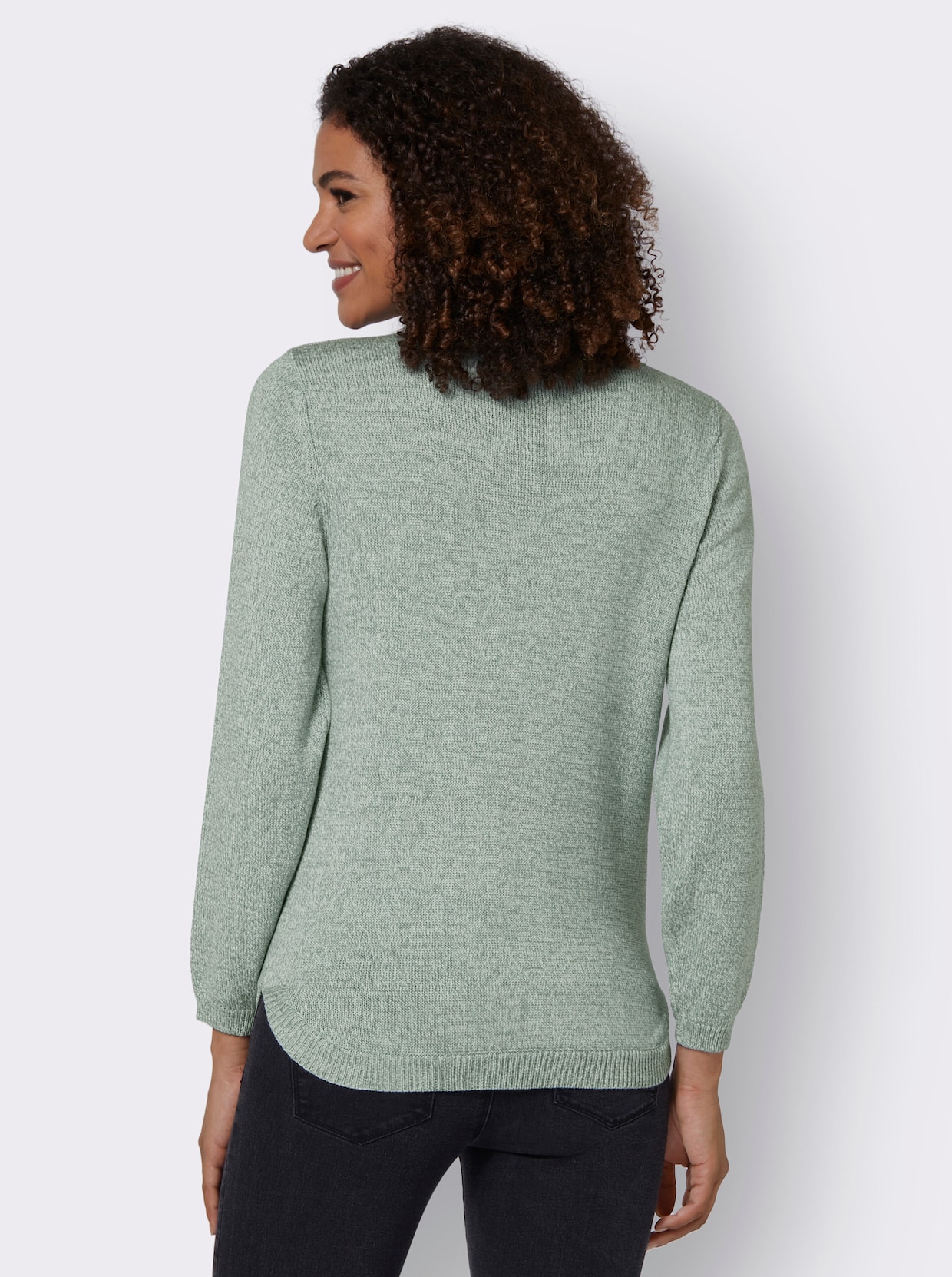 pull à col roulé - jade-menthe-chiné