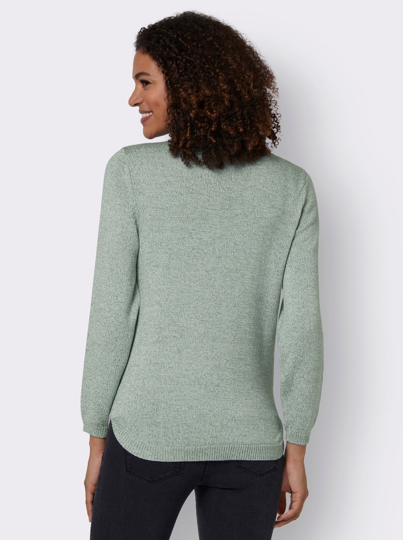 Rollkragenpullover in Melange-Qualität - jade-kalkmint-meliert